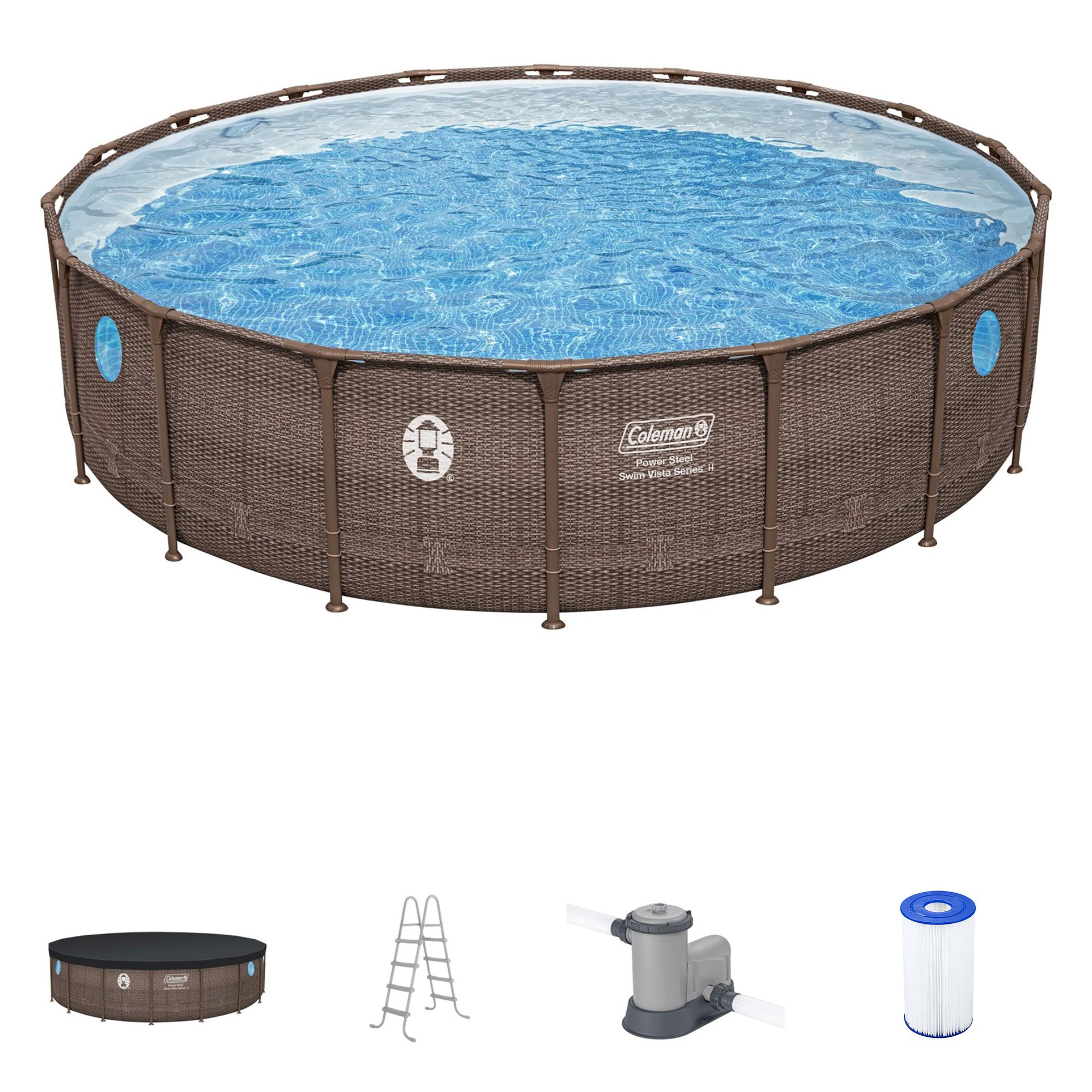 Coleman Power Steel Swim Vista 18' x 48" Swimming Pool Set (Open Box)