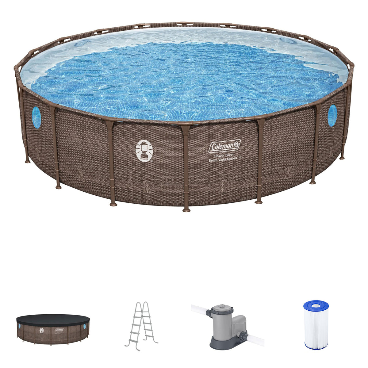 Coleman Power Steel Swim Vista 18' x 48" Above Ground Swimming Pool Set