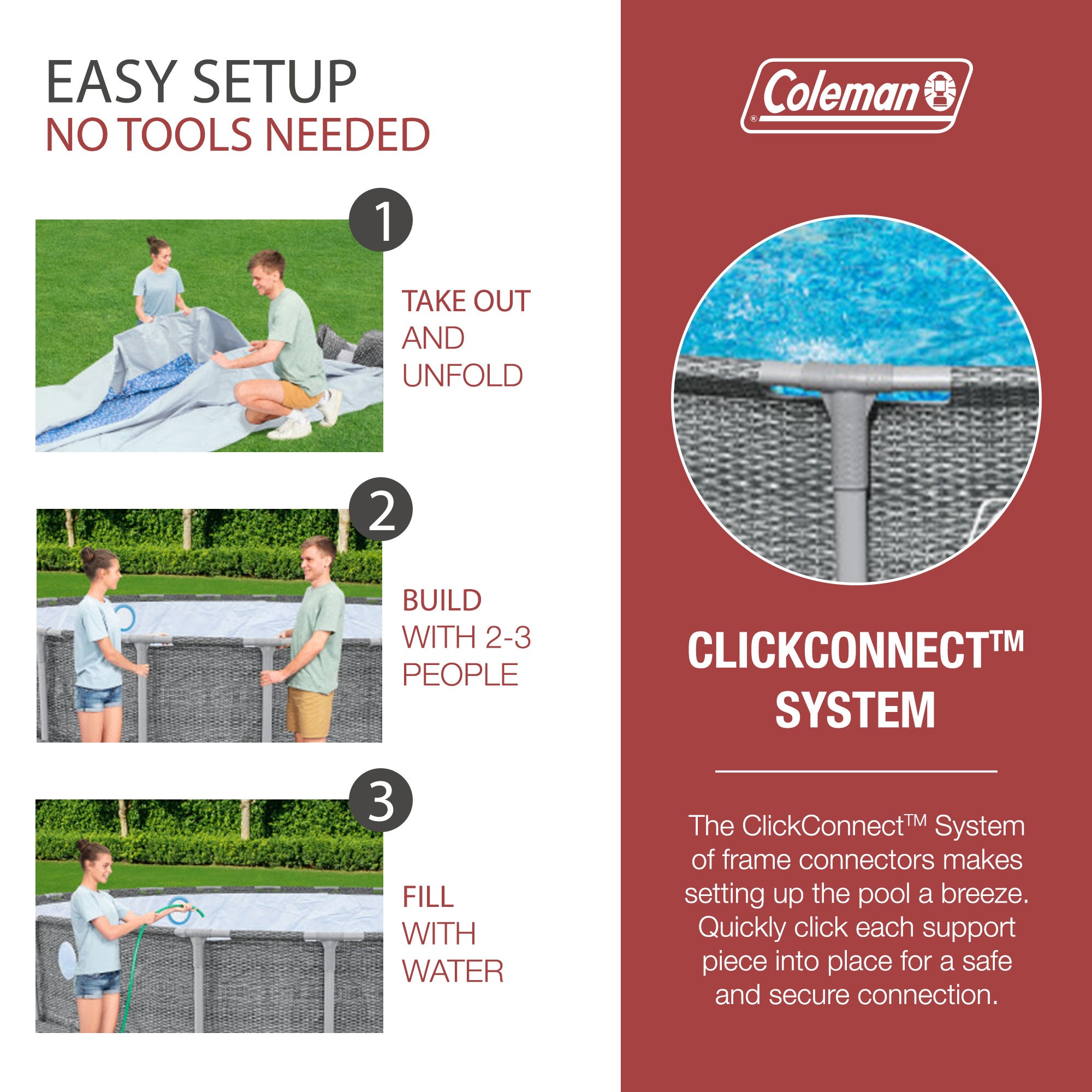 Coleman Power Steel 22' x 52" Round Frame Above Ground Swimming Pool Set, Gray
