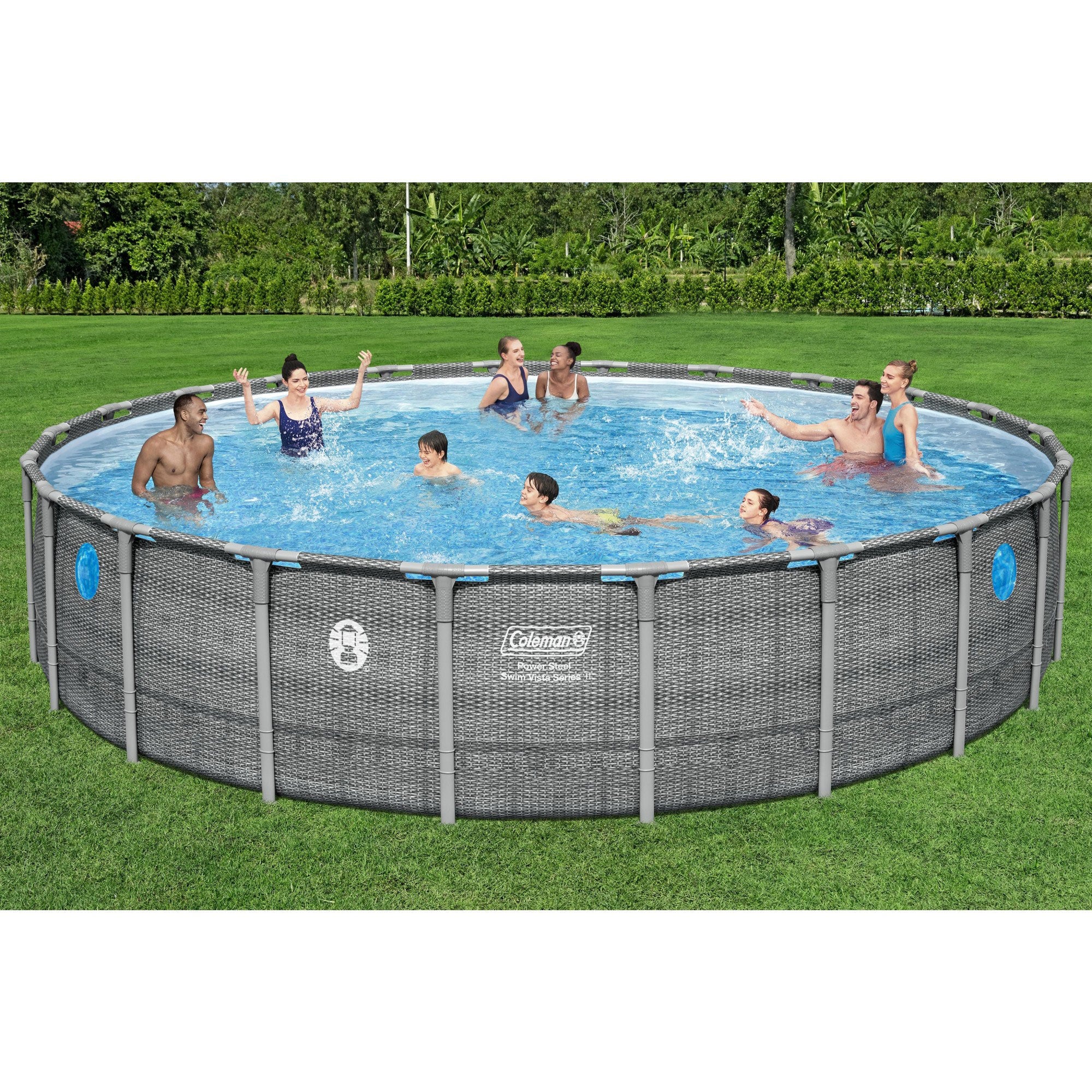 Coleman Power Steel 22' x 52" Frame Above Ground Swimming Pool, Gray (Open Box) - VMInnovations