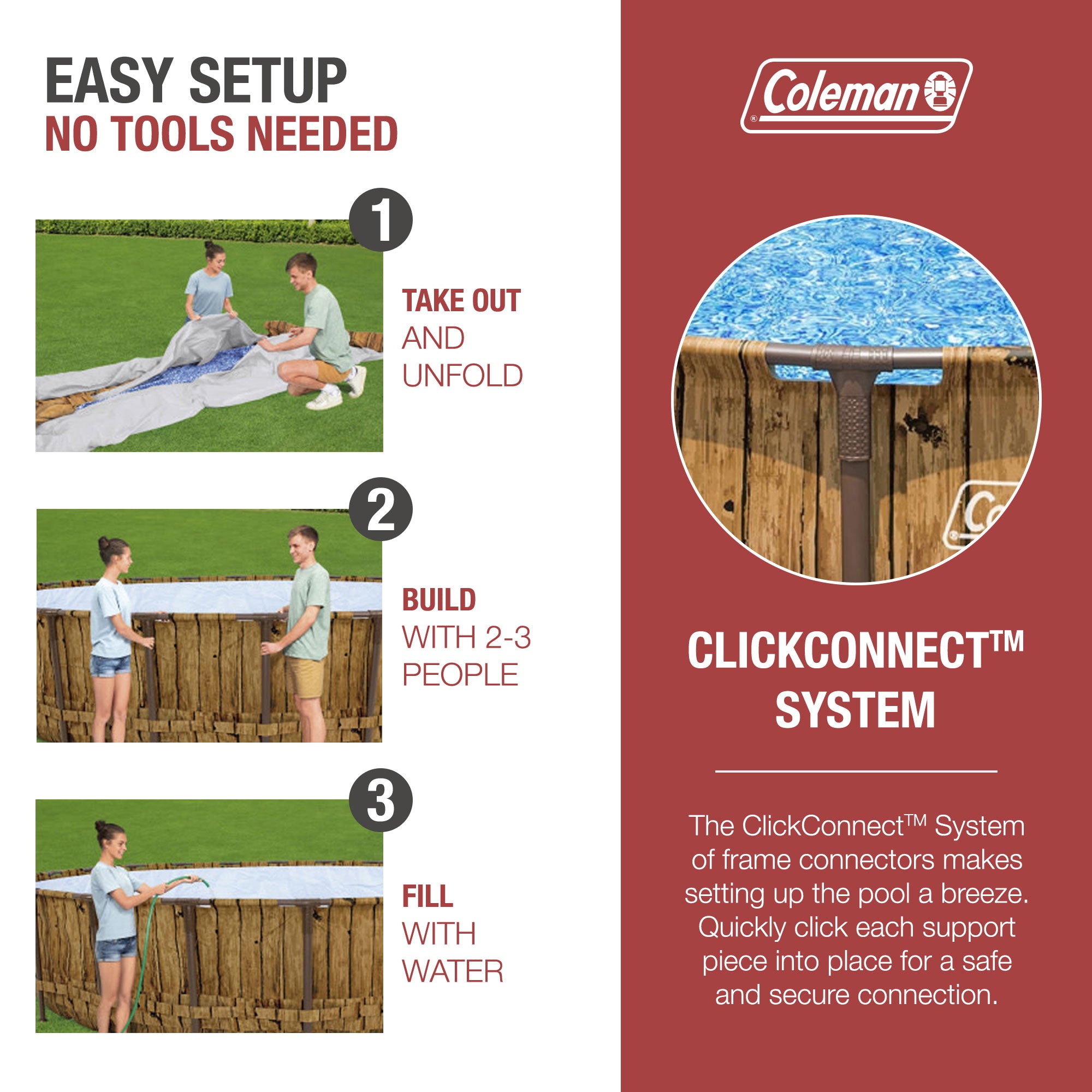 Coleman Power Steel 24' x 52" Metal Frame Round Above Ground Swimming Pool Set