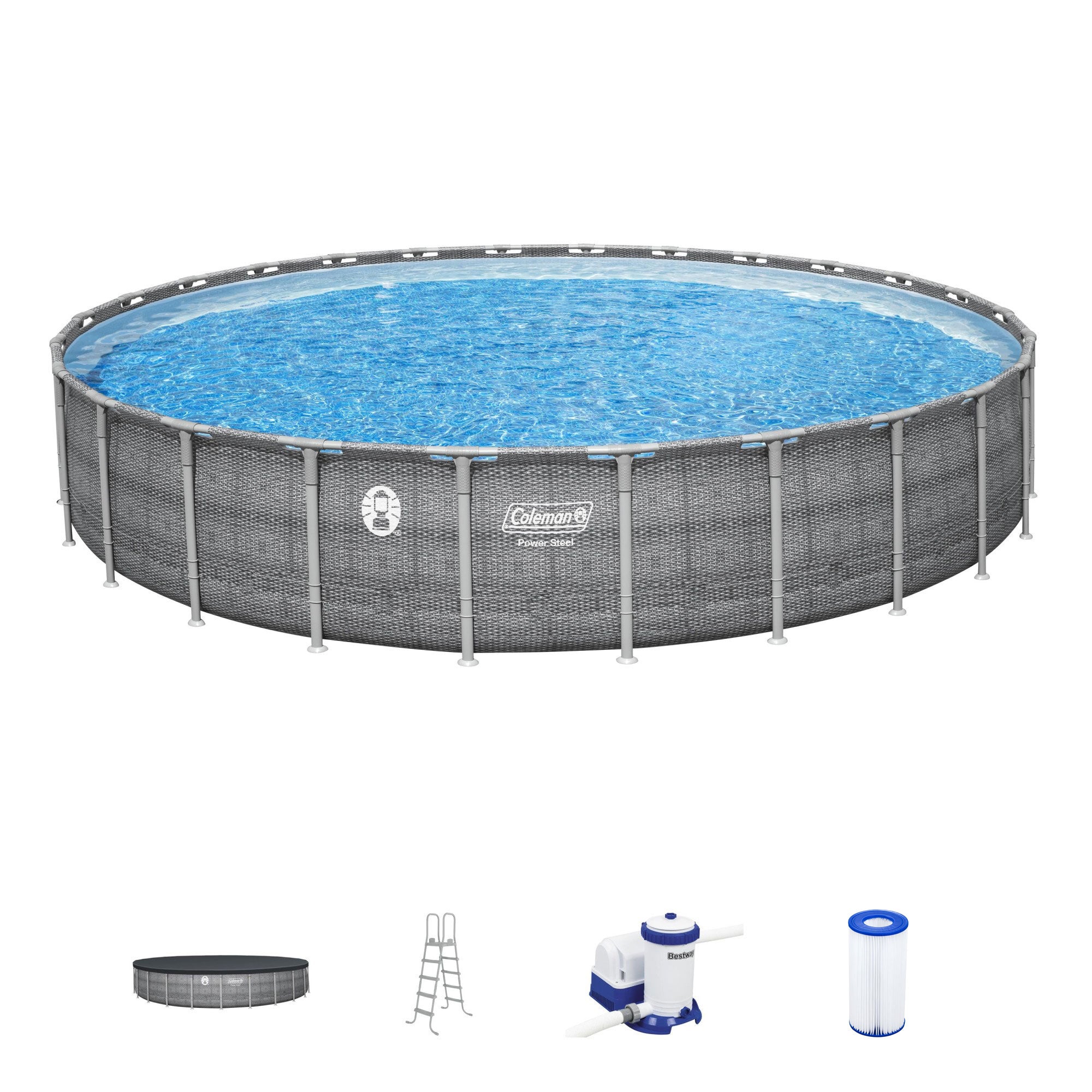 Coleman 26' x 52" Power Steel Frame Deluxe Series Above Ground Swimming Pool Set