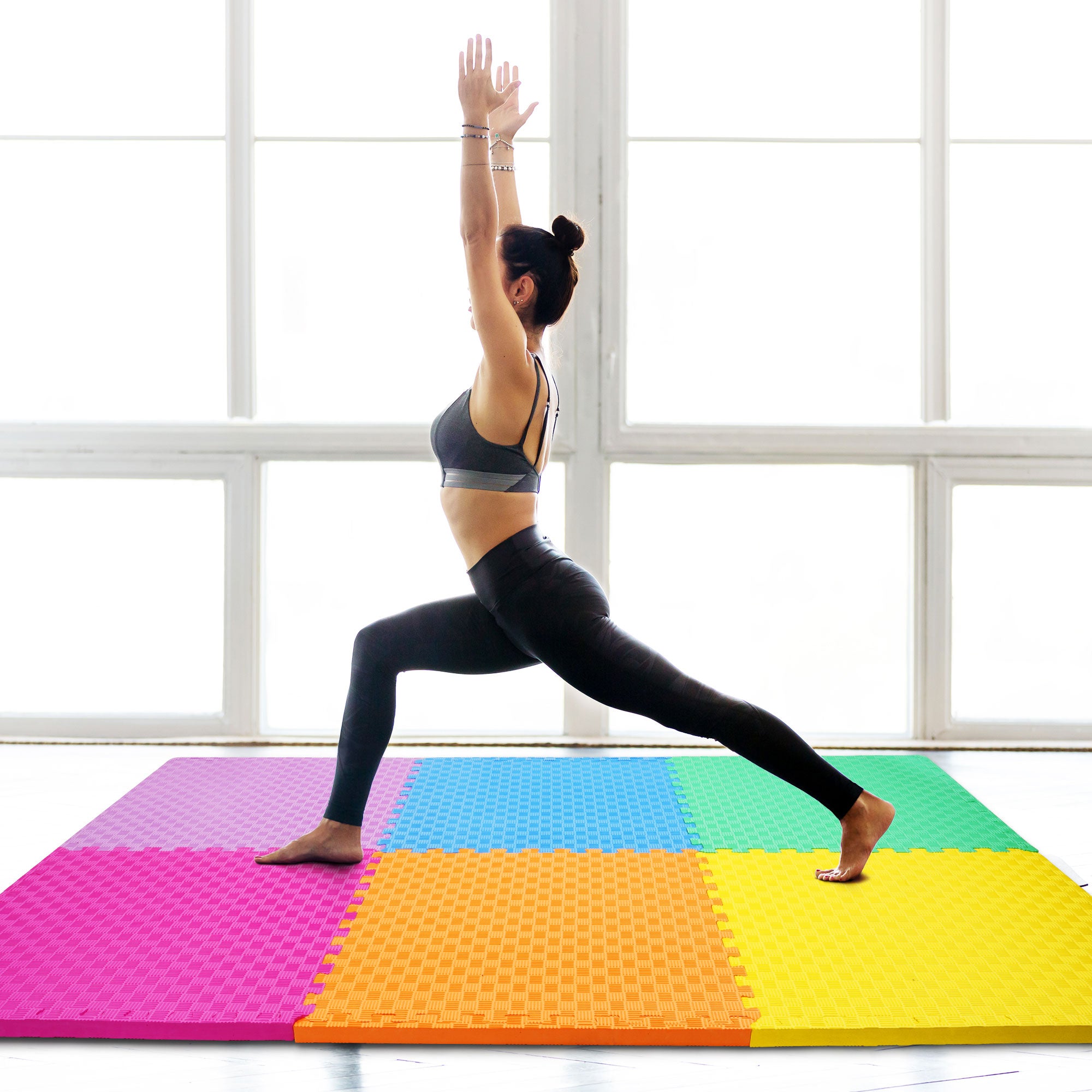 BalanceFrom 24 Sq Ft Interlocking EVA Foam Exercise Mat Tiles, Multi (Used) - VMInnovations