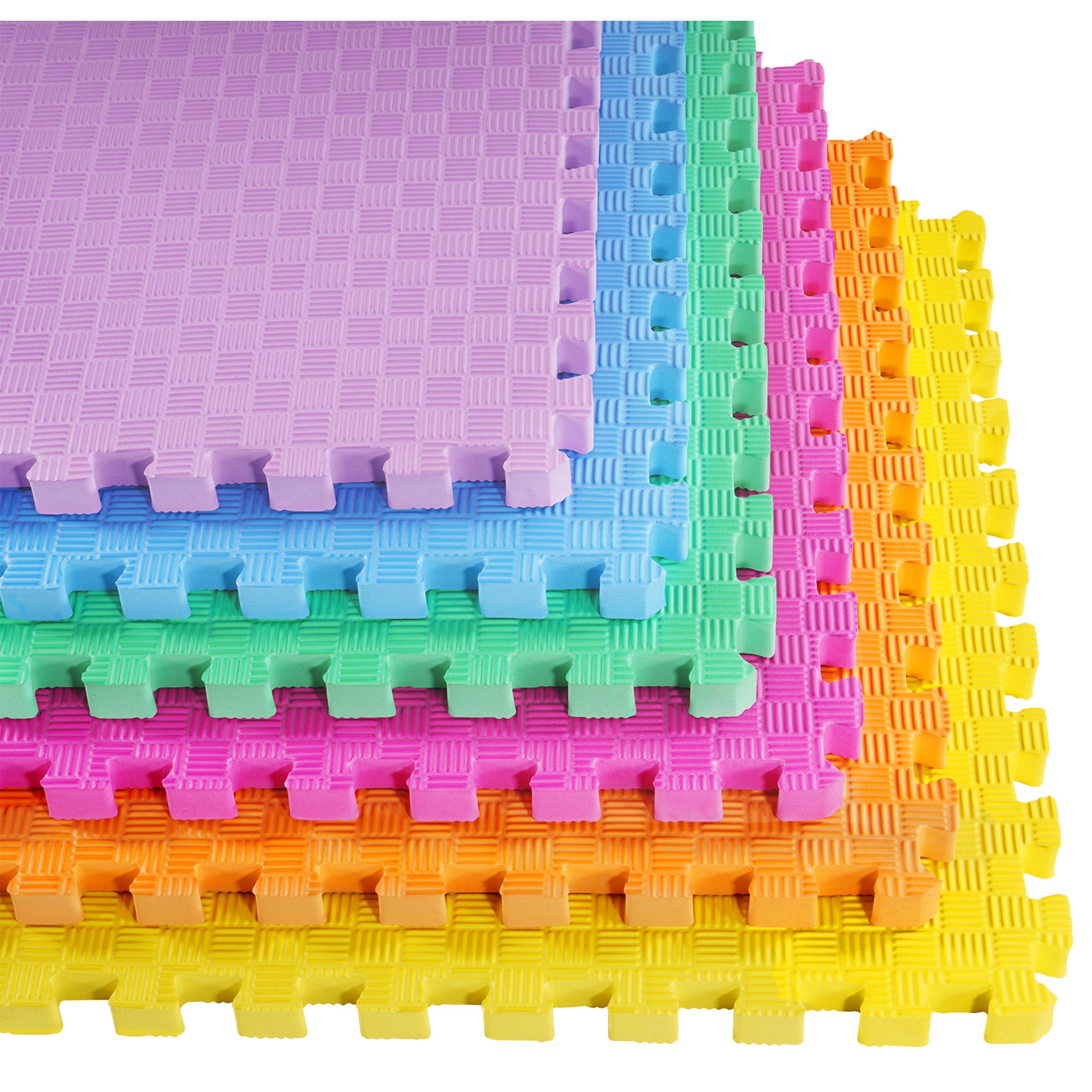 BalanceFrom 24 Sq Ft Interlocking EVA Foam Exercise Mat Tiles, Multi (Used) - VMInnovations