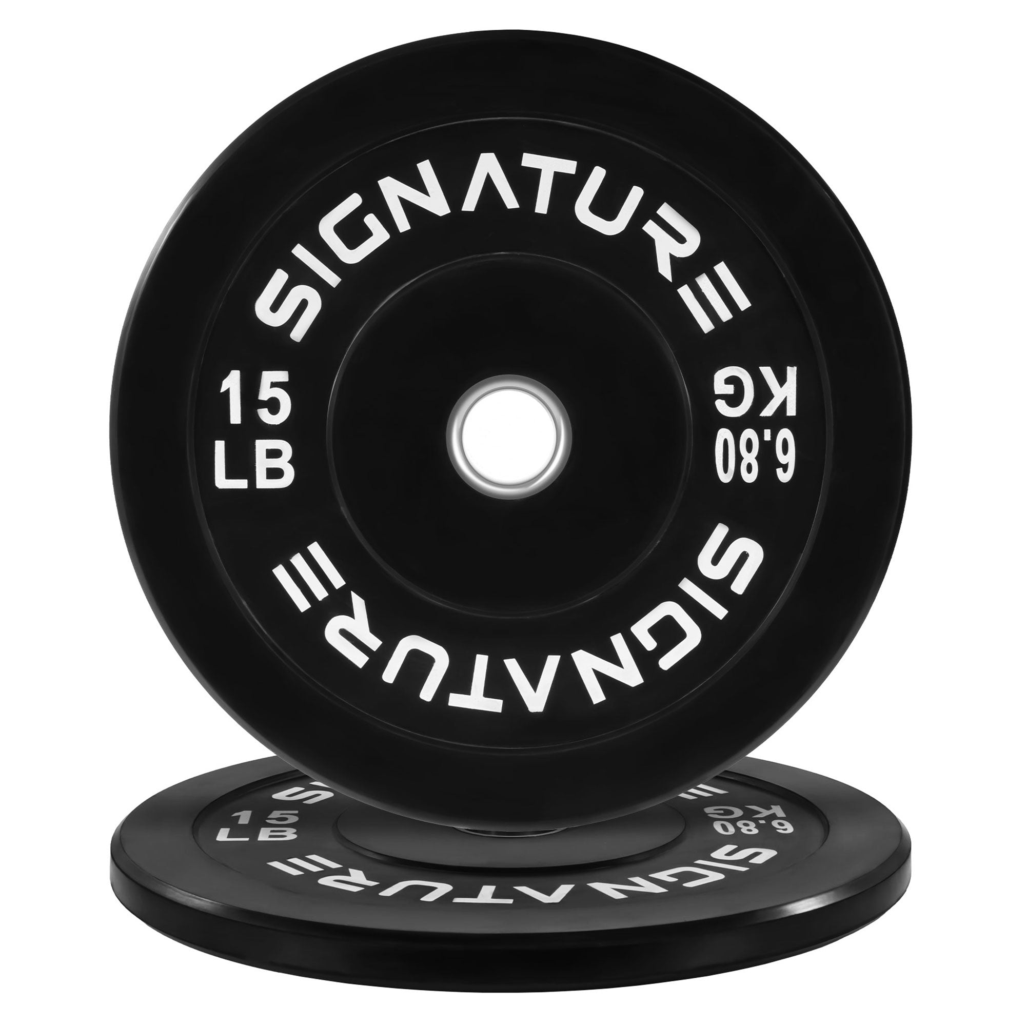 Signature 15lb Color Coded Olympic Bumper Plate Weight Plate, Pair (Open Box) - VMInnovations