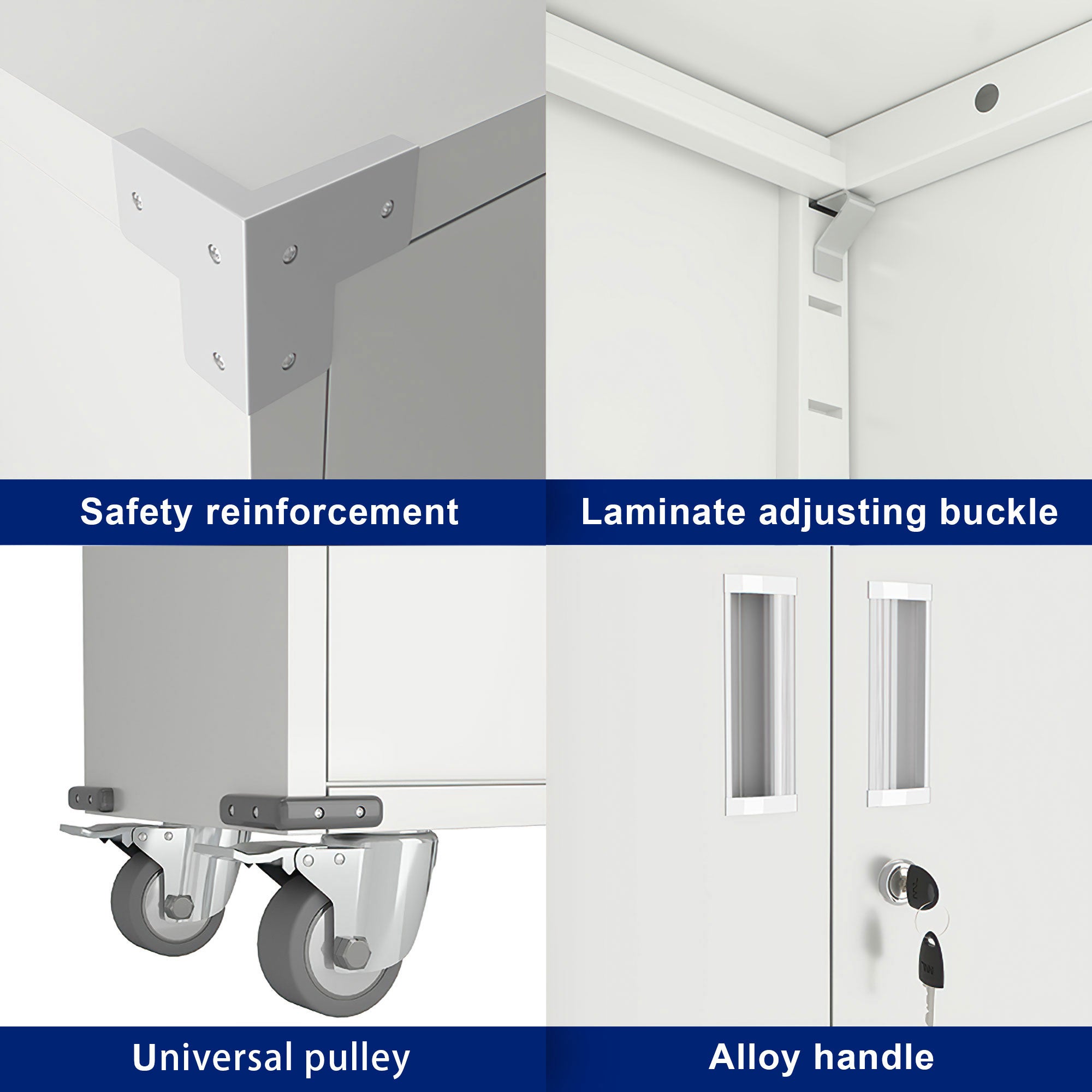AOBABO 72” Locking Metal Garage Office Storage Cabinet w/Wheels, White(Open Box) - VMInnovations