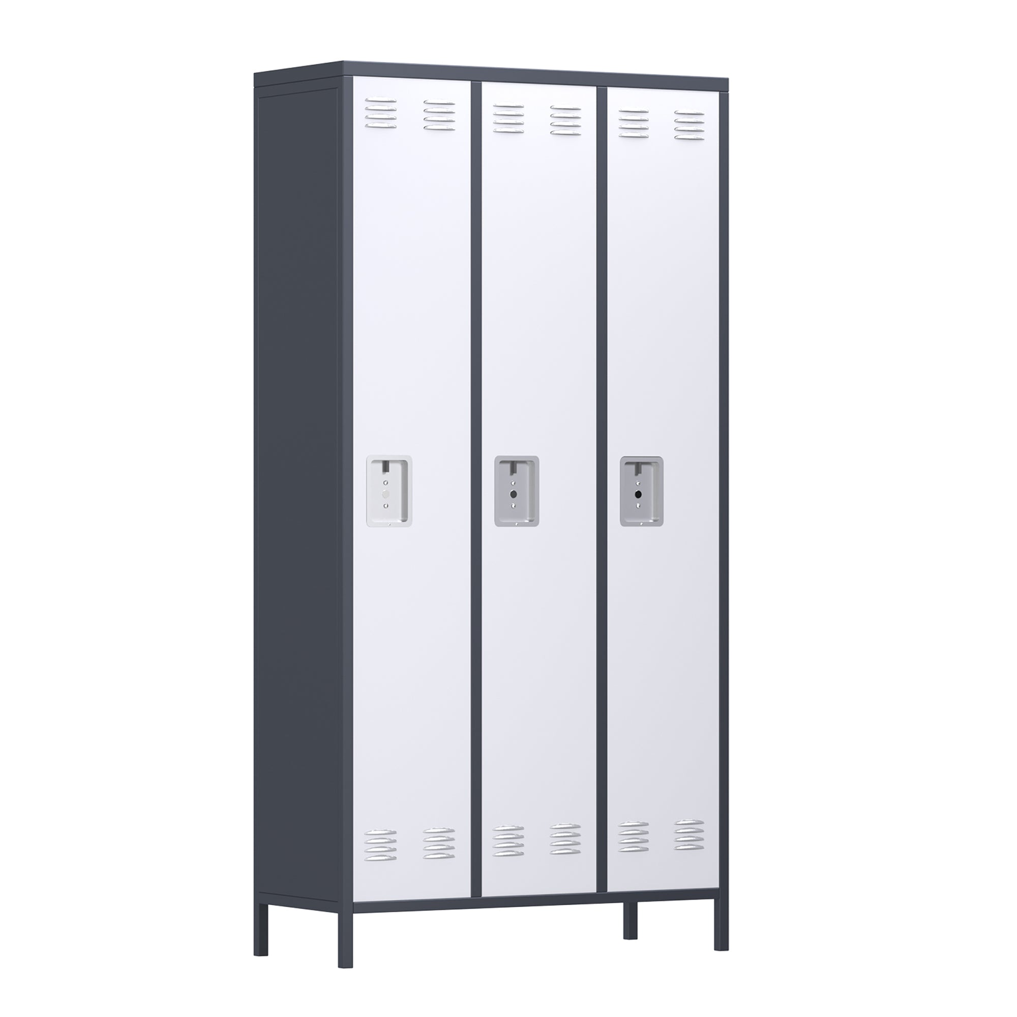 AOBABO 3 Door Steel Storage Cabinet Metal Locker for Office or Bedroom, Gray - VMInnovations