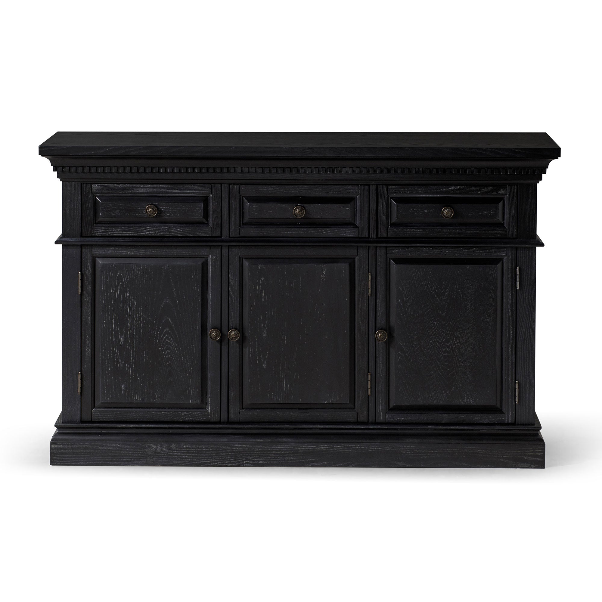 Maven Lane Theo Traditional Wooden Sideboard in Antiqued Black Finish (Open Box) - VMInnovations