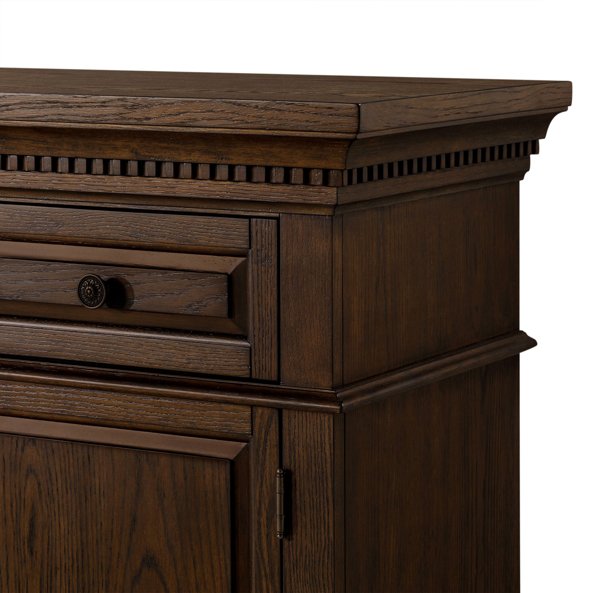 Maven Lane Theo Traditional Wooden Sideboard in Antiqued Brown Finish (Open Box) - VMInnovations