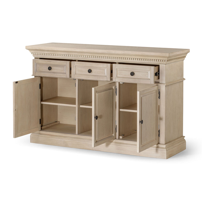 Maven Lane Theo Traditional Wooden Sideboard in Antiqued White Finish