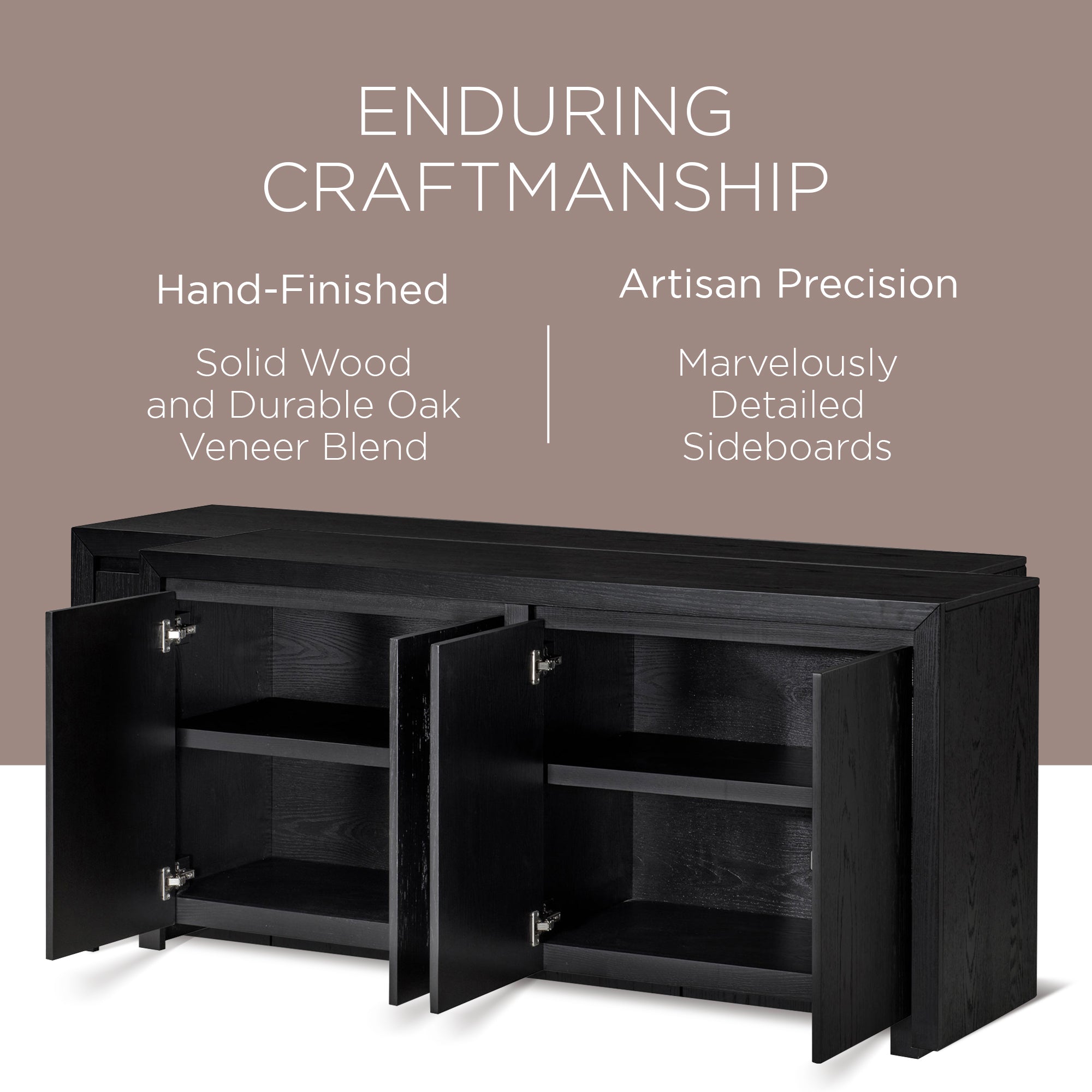 Maven Lane Iris Contemporary Wooden Sideboard in Refined Black Finish (Open Box) - VMInnovations