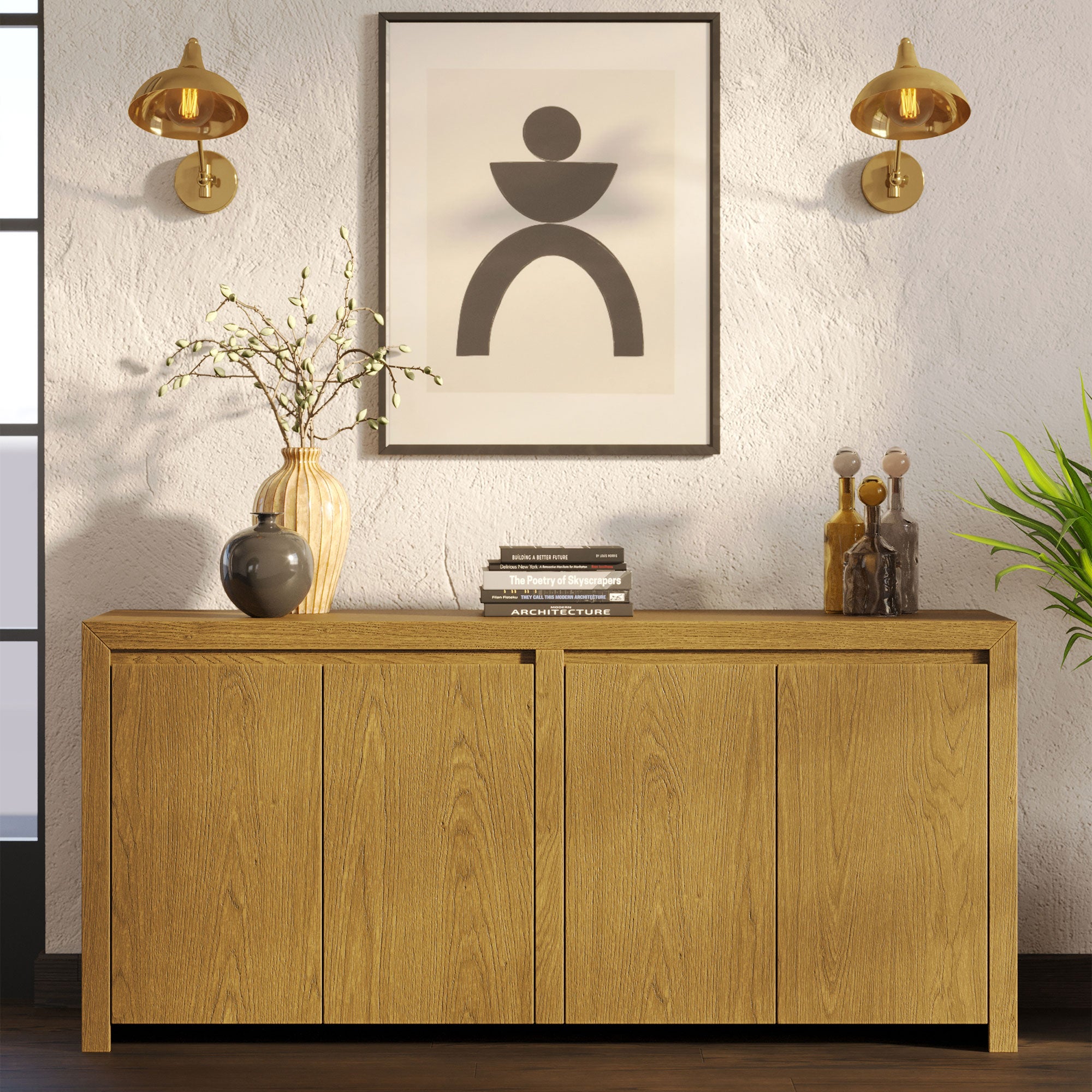 Maven Lane Contemporary Wooden Sideboard in Refined Natural Finish (Open Box) - VMInnovations