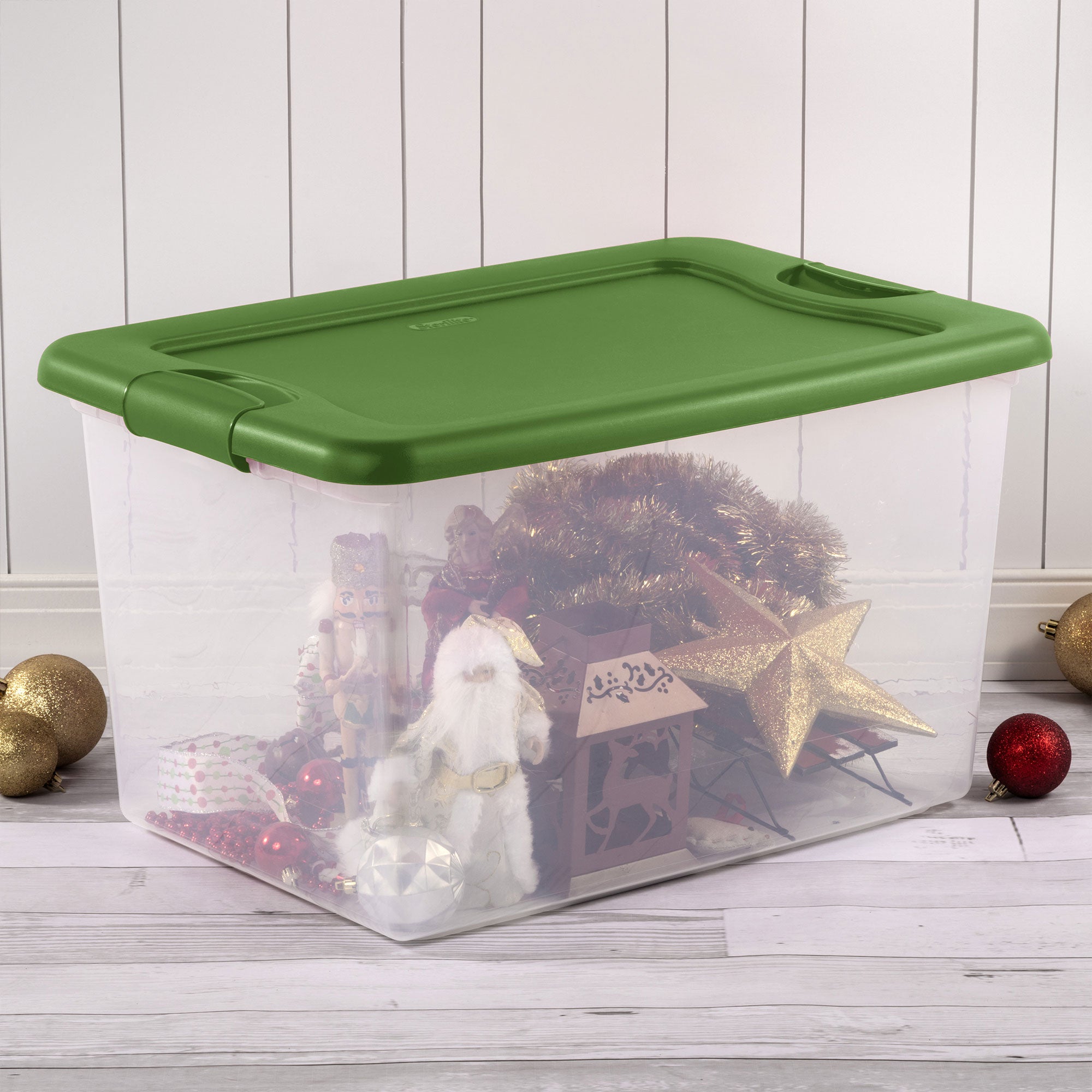 Sterilite 64 Qt Latching Plastic Holiday Storage Bin Clear Container, (12 Pack)