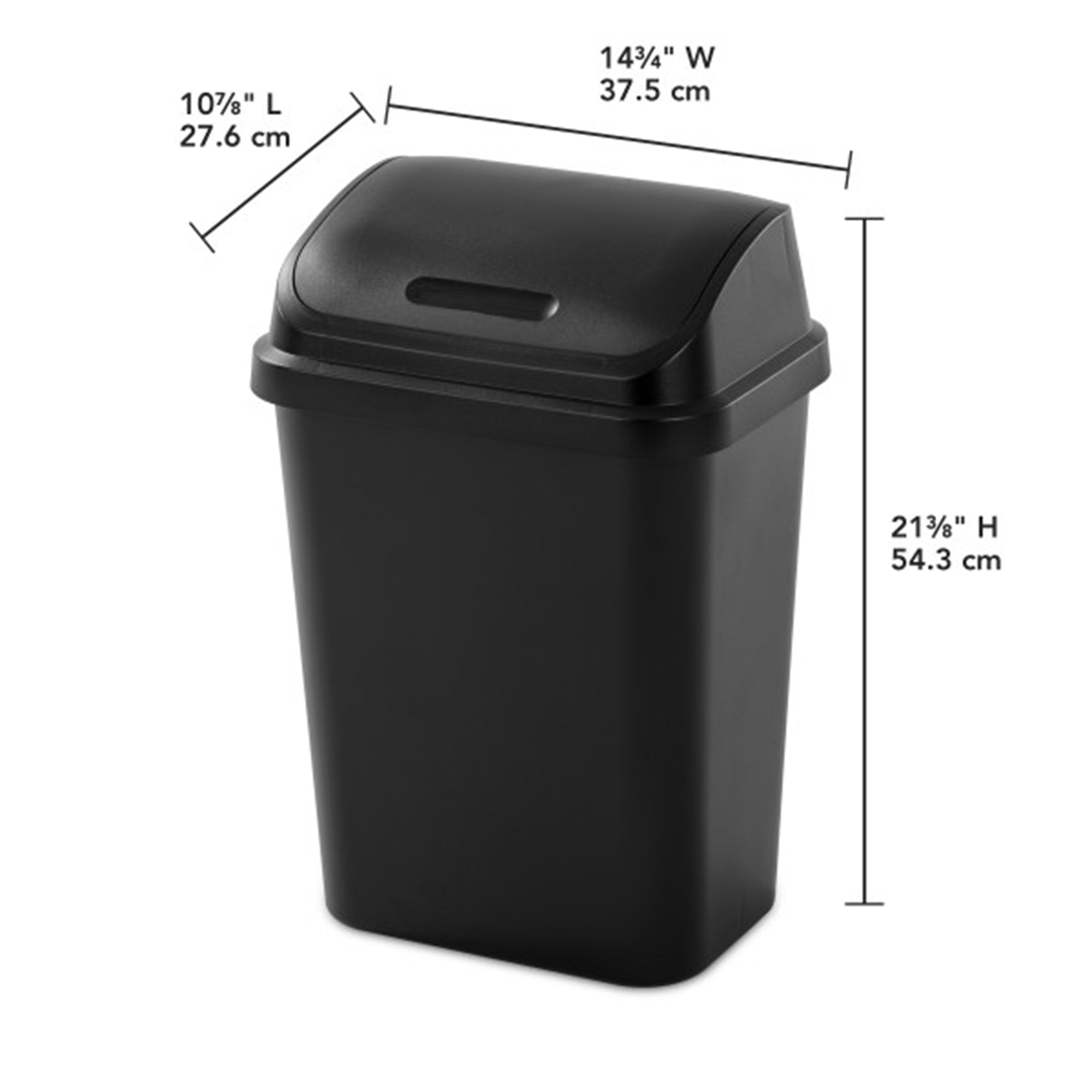 Sterilite 7.8 Gallon SwingTop Plastic Easy to Clean Wastebasket with Lid, Black