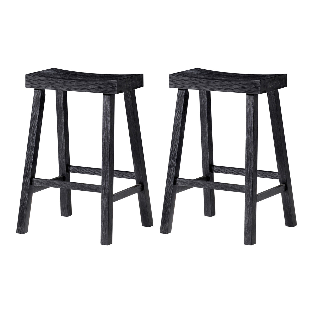 Maven Lane Vincent Wooden Rustic Aesthetic Counter Stool, Set of 2 (Open Box)