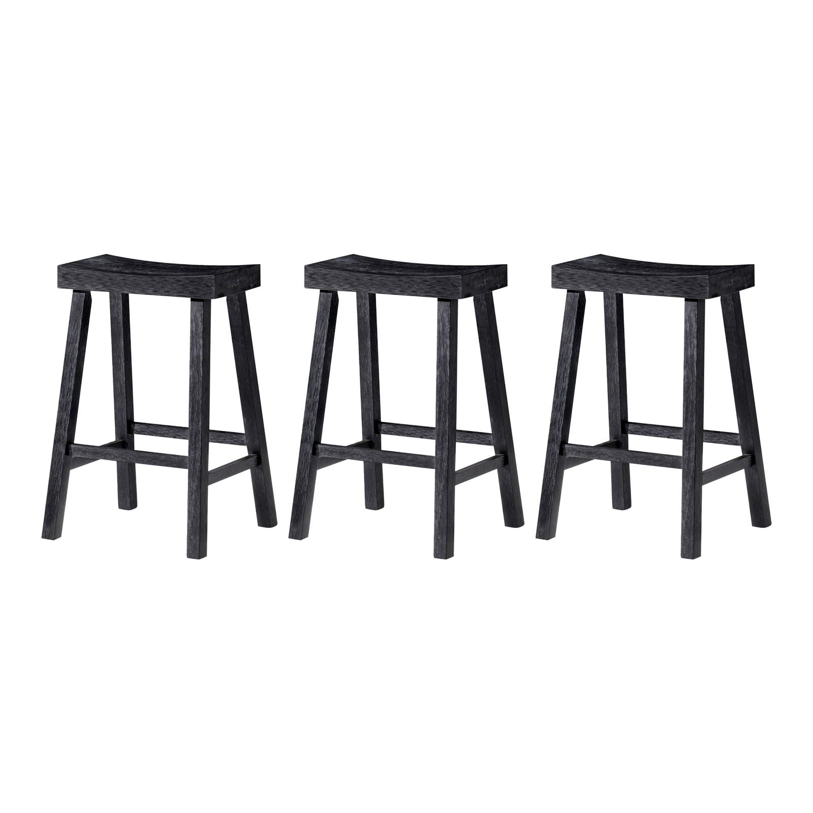 Maven Lane Vincent Wooden Rustic Aesthetic Kitchen Counter Stool, Set of 3 - VMInnovations