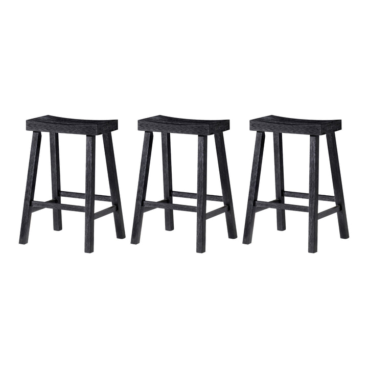 Maven Lane Vincent Wooden Rustic Aesthetic Kitchen Counter Stool, Set of 3 - VMInnovations
