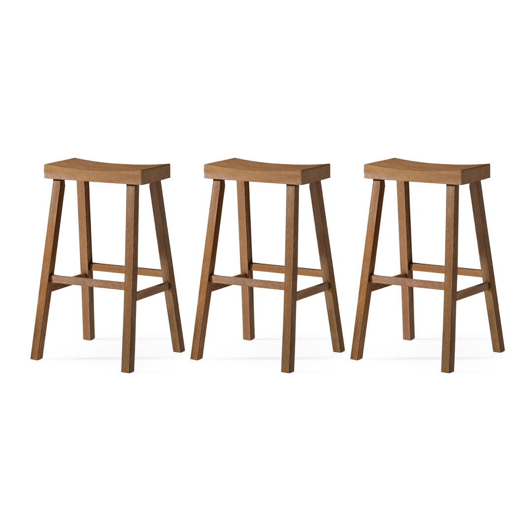 Maven Lane Vincent Wooden Rustic Aesthetic Kitchen Bar Stool, Set of 3 - VMInnovations