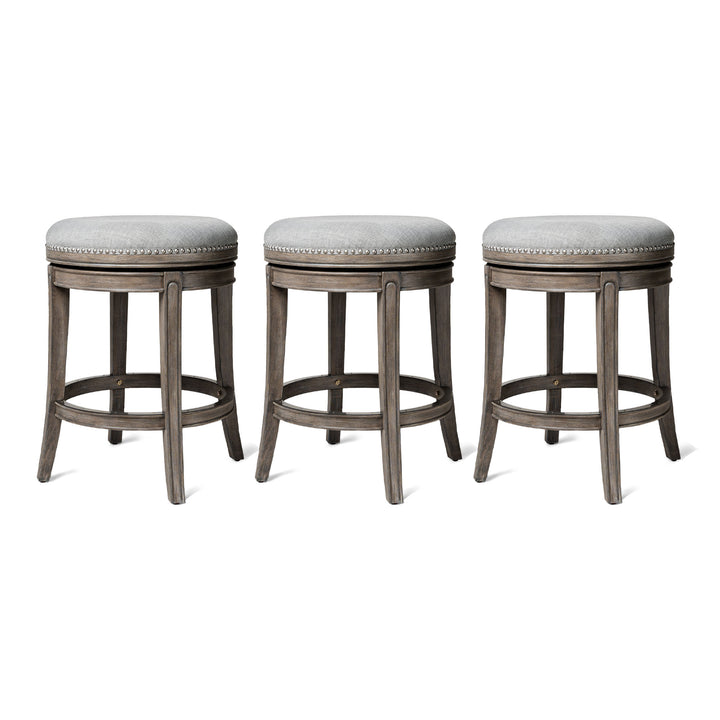 Maven Lane Alexander Backless Counter Stool, Reclaimed Oak w/ Ash Grey, Set of 3 - VMInnovations