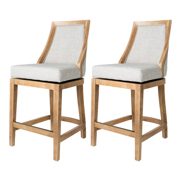 Maven Lane Vienna Counter Stool in Weathered Oak Finish, Sand, Set of 2 (Used) - VMInnovations