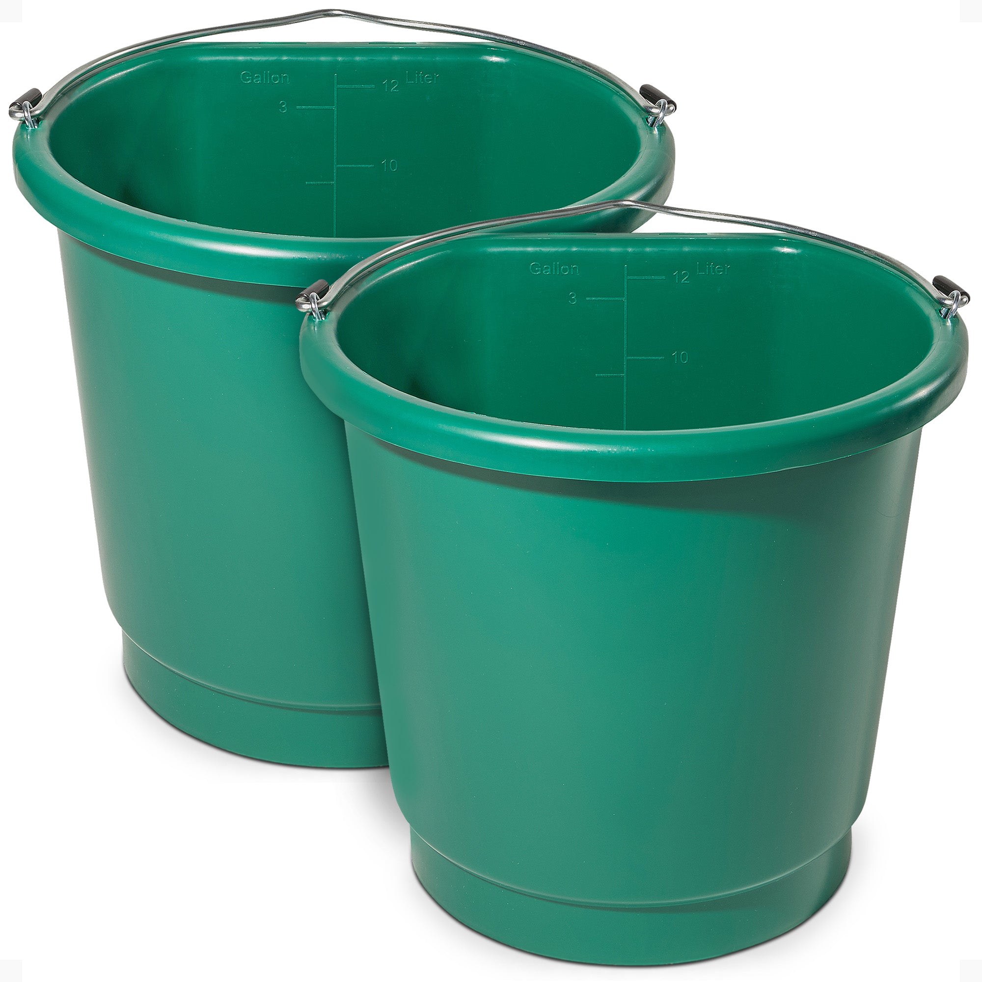 Farm Innovators 3 Gal Flat Back Plastic Heated Bucket, 70 Watt, Green (2 Pack)