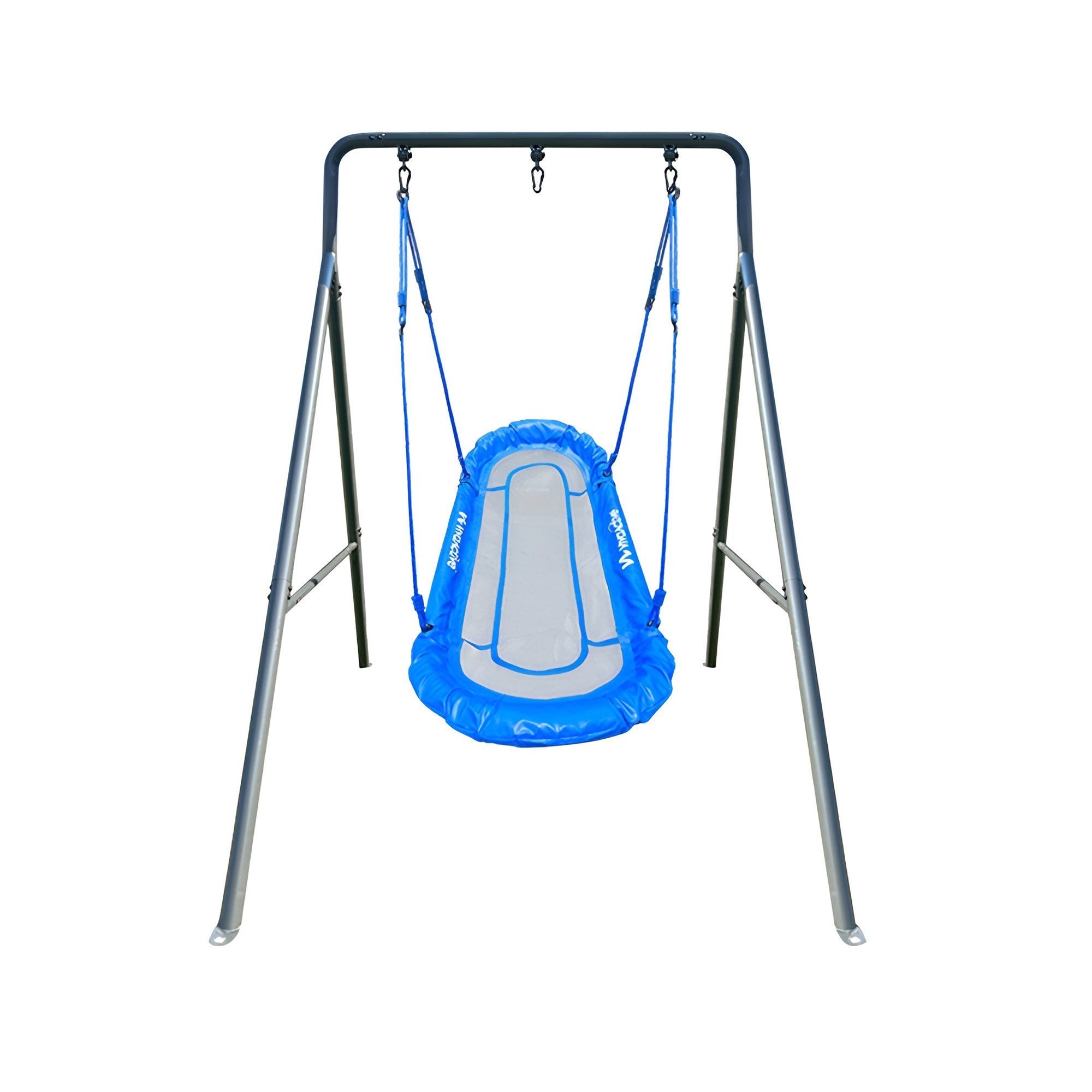gobaplay Single Swing Set Playground Equipment with Double Platform Saucer, Blue