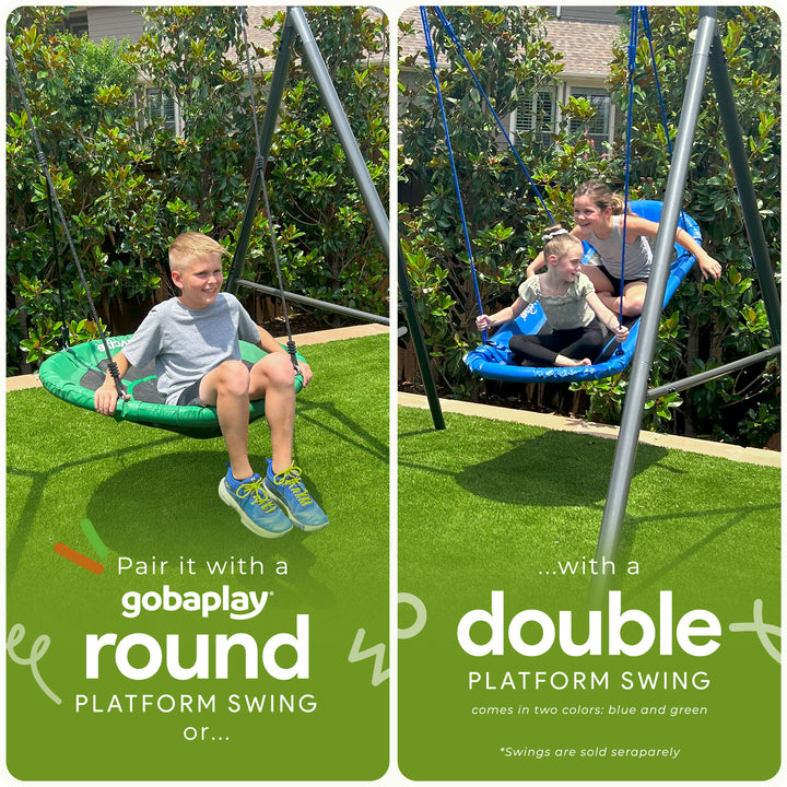 gobaplay Single Swing Set Playground Equipment with Double Platform Saucer, Blue - VMInnovations