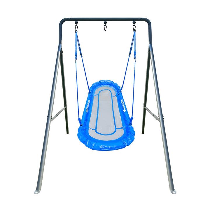gobaplay Single Swing Set Playground Equipment with Double Platform Saucer, Blue - VMInnovations