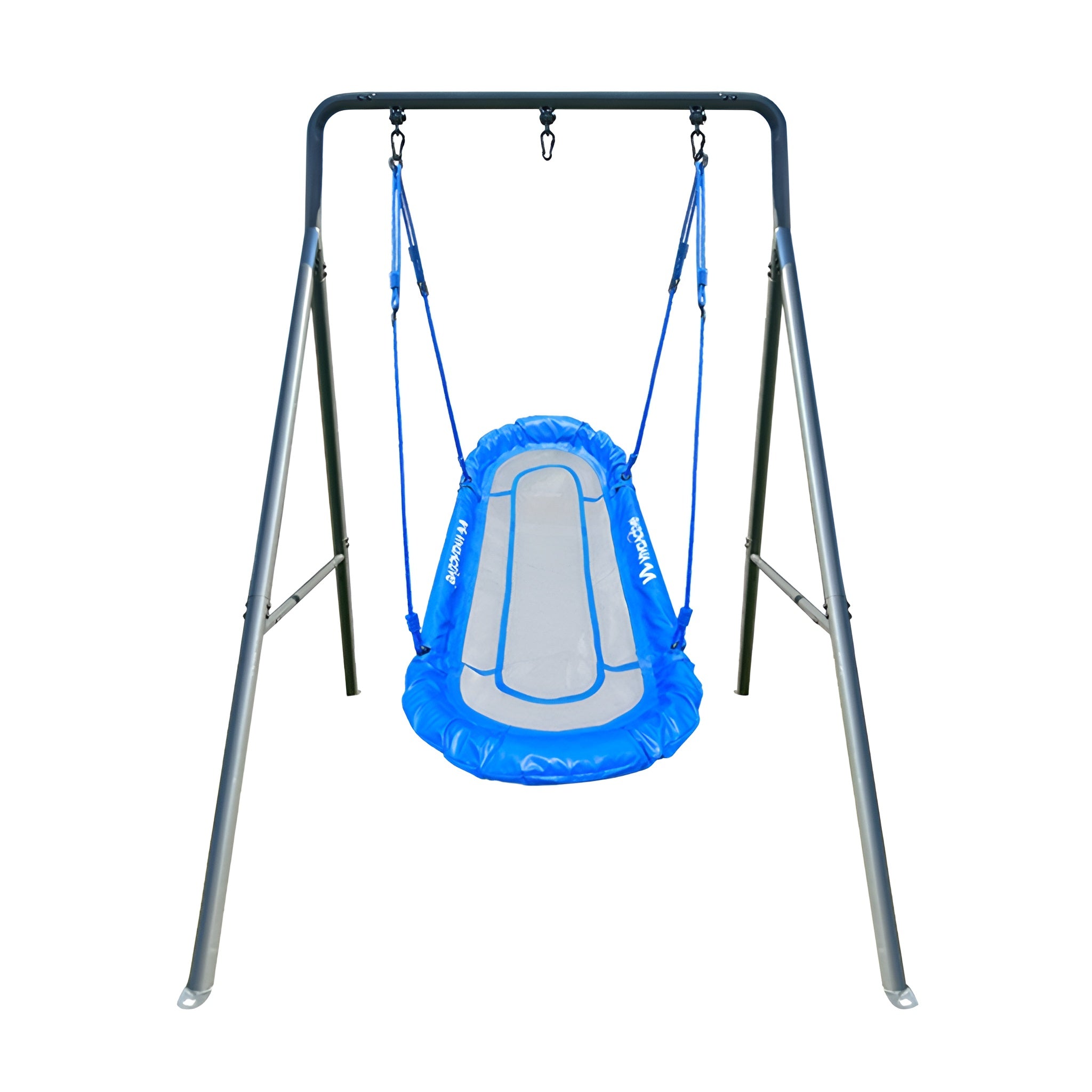 gobaplay Single Swing Set Playground Equipment w/Platform Saucer, Blue(Open Box)