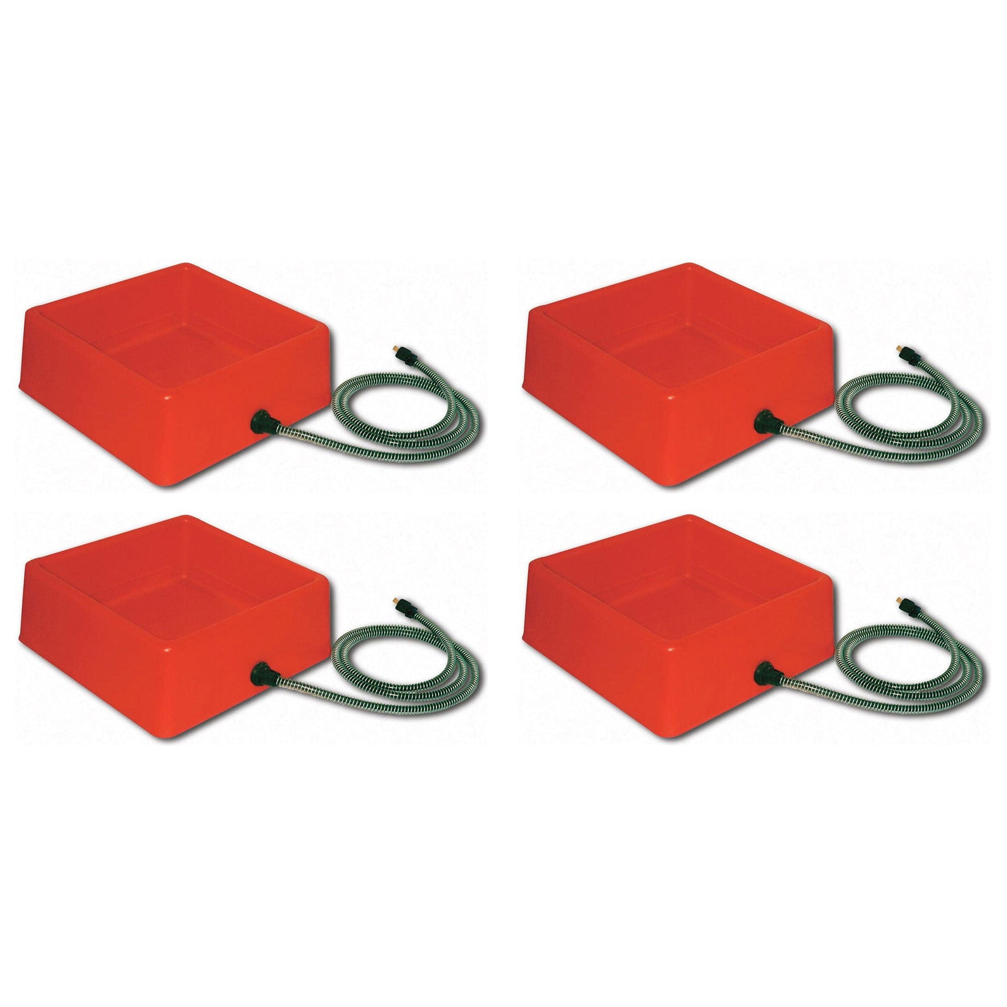 Farm Innovators 1.25 Gallon 60W Electric Heated Pet Water Bowl, Red (4 Pack)