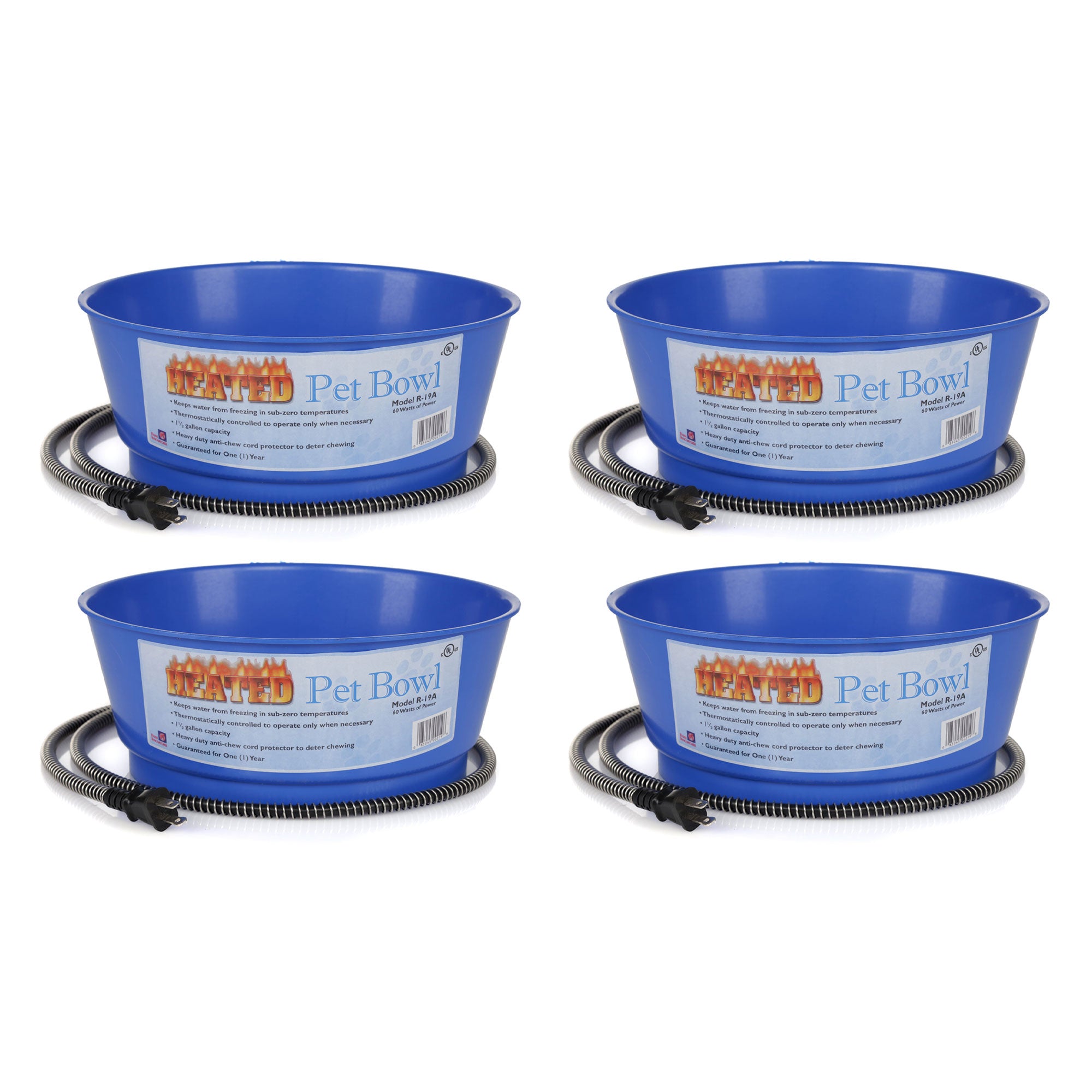 Farm Innovators 60 Watt 1.5 Gallon Electric Heated Pet Water Bowl, Blue (4 Pack) - VMInnovations