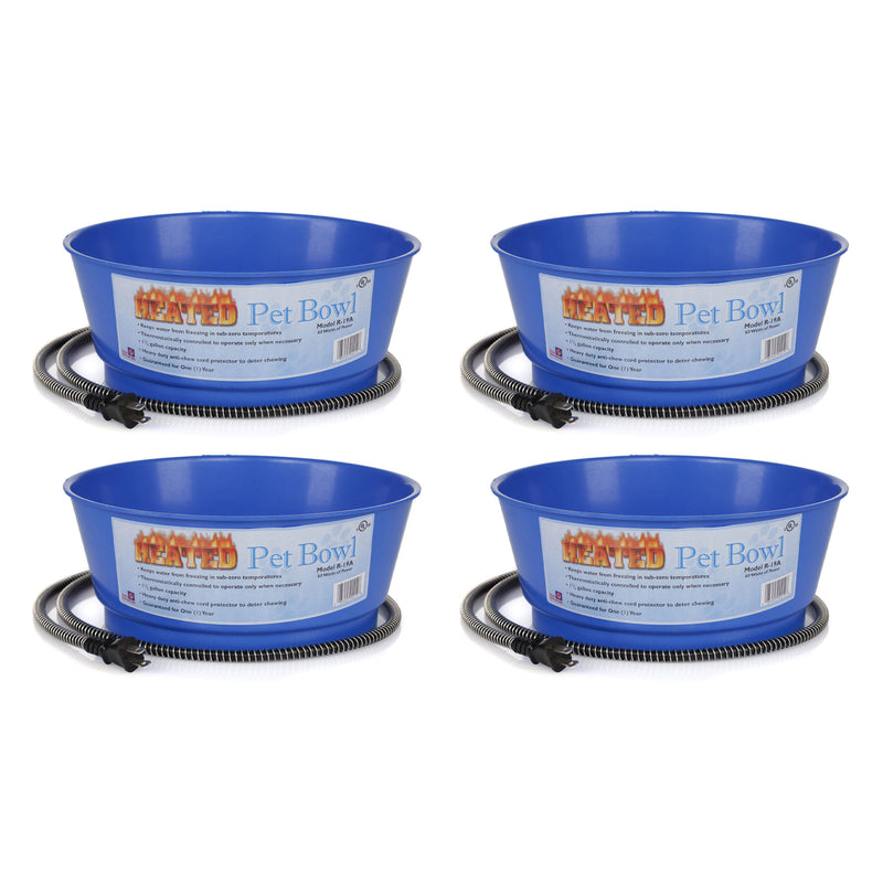 Farm Innovators 60 Watt 1.5 Gallon Electric Heated Pet Water Bowl, Blue (4 Pack)