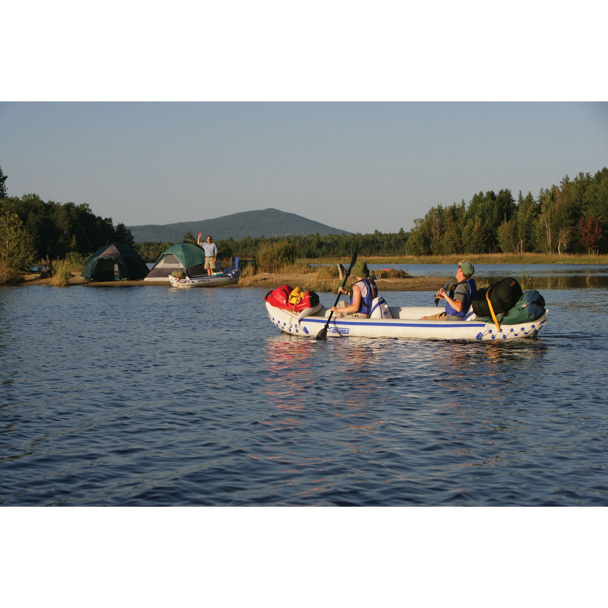 Sea Eagle 370 Deluxe 3 Person Inflatable Kayak Canoe w/ Paddles (Open Box) - VMInnovations