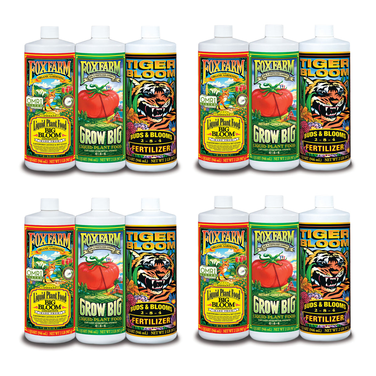 FoxFarm Hydro Nutrient Trio Tiger Bloom Grow 12 Qts Liquid Plant Grow (4 Pack)