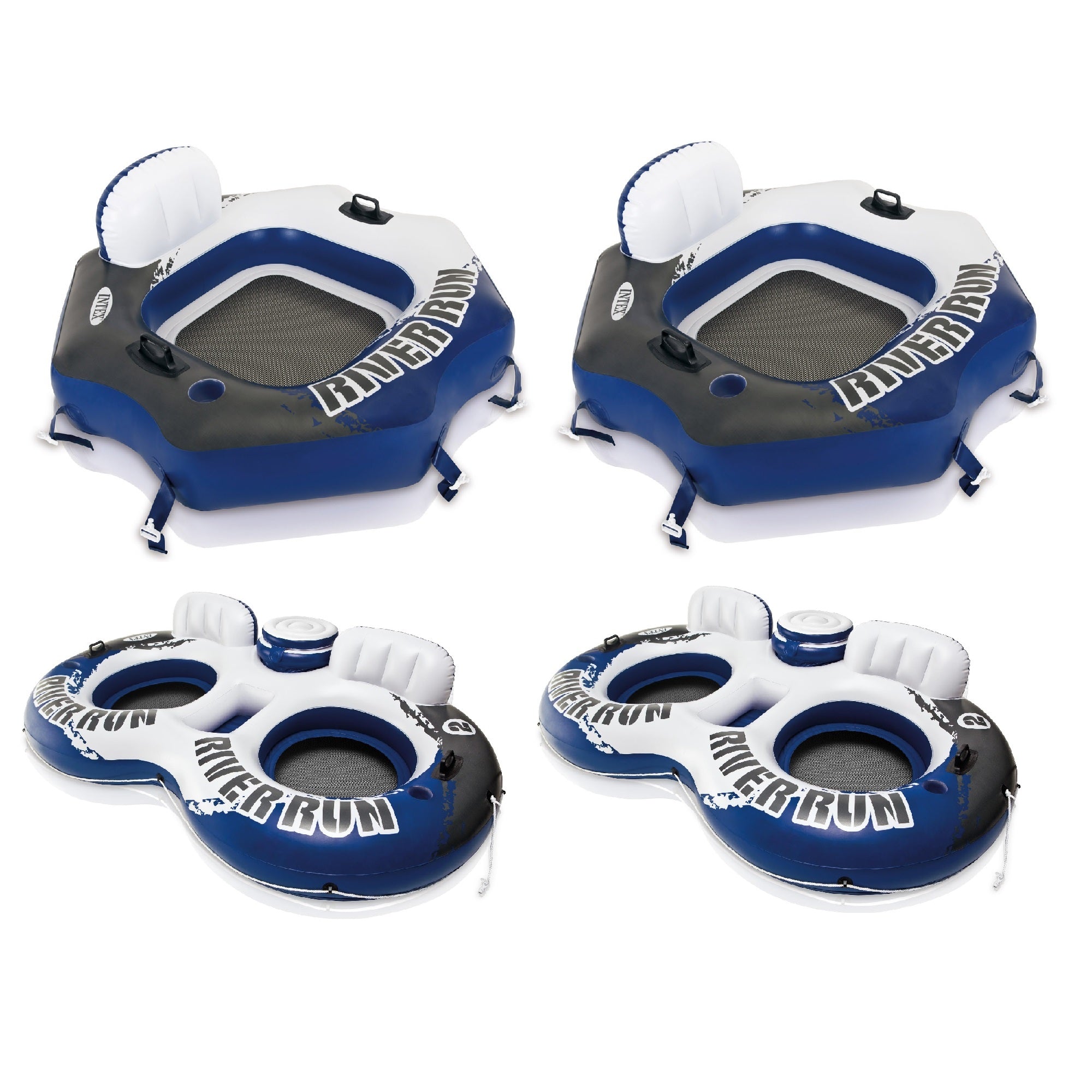 Intex River Run Floating Tube 2 Pack River Run II 2 Person Tube w/ Cooler 2 Pack - VMInnovations