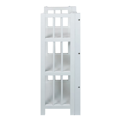 Casual Home 3 Shelf 14 Inch Folding Office Room Wood Furniture Bookcase, White