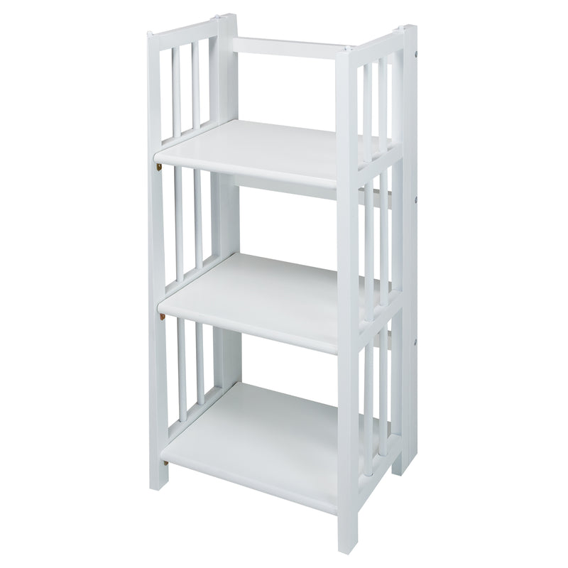 Casual Home 3 Shelf 14 Inch Folding Office Room Wood Bookcase, White (Open Box)