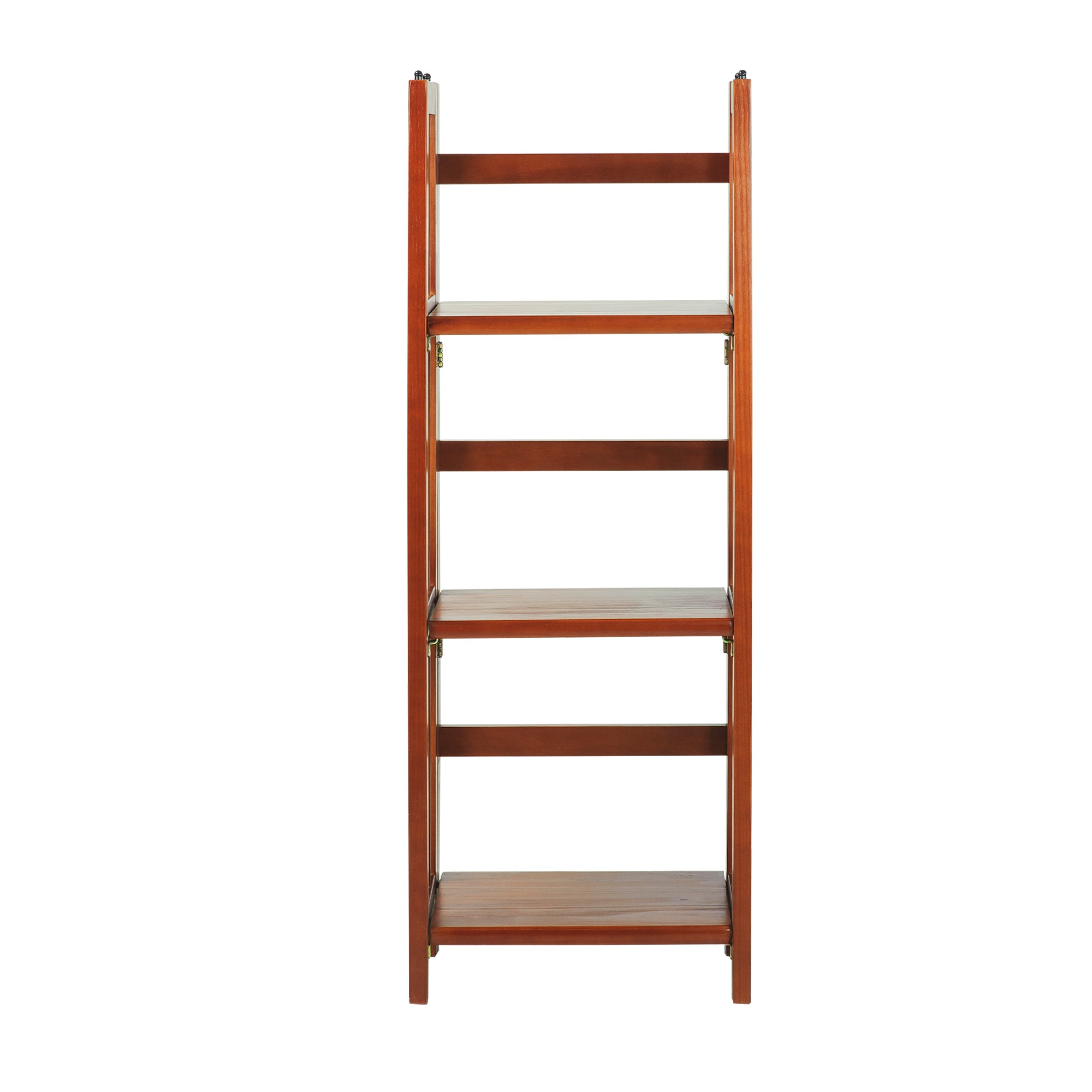 Casual Home 3 Shelf 14 Inch Folding Wood Bookcase, Mahogany (2 Pack)