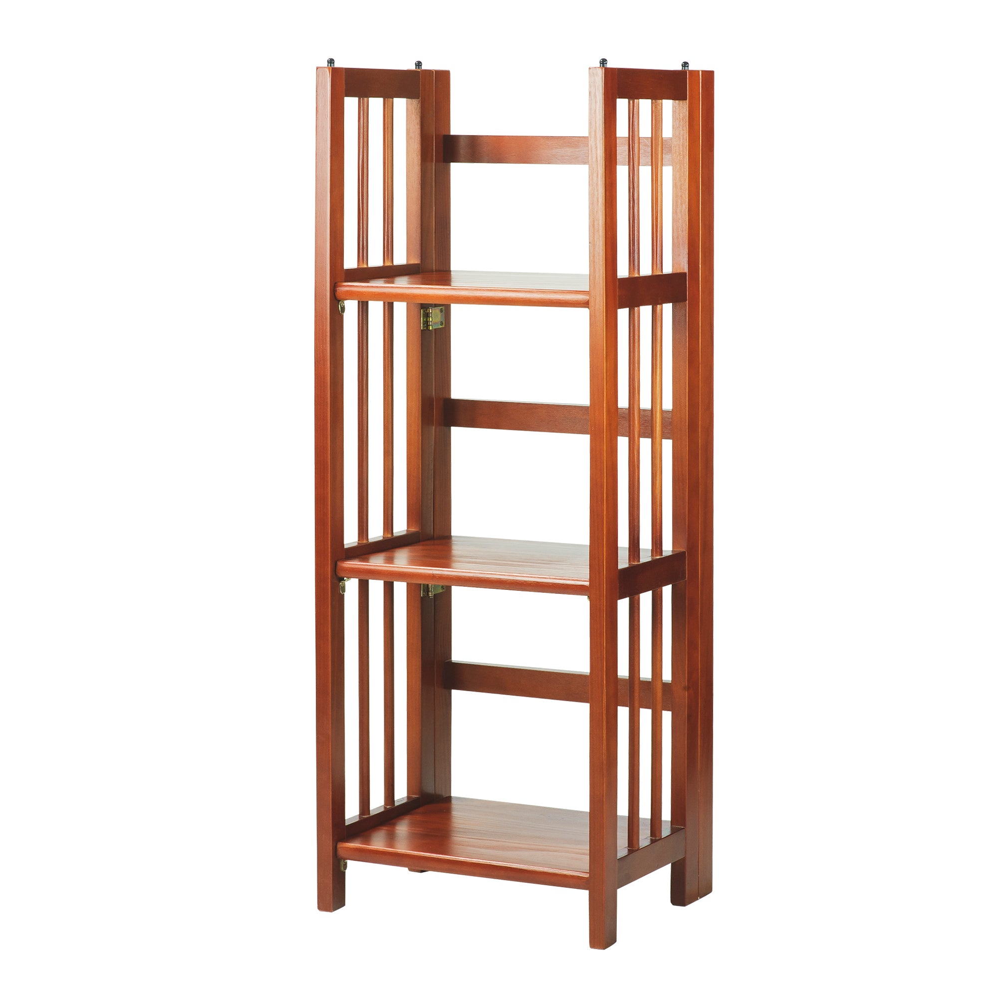 Casual Home 3 Shelf 14 Inch Folding Wood Bookcase, Mahogany (2 Pack)