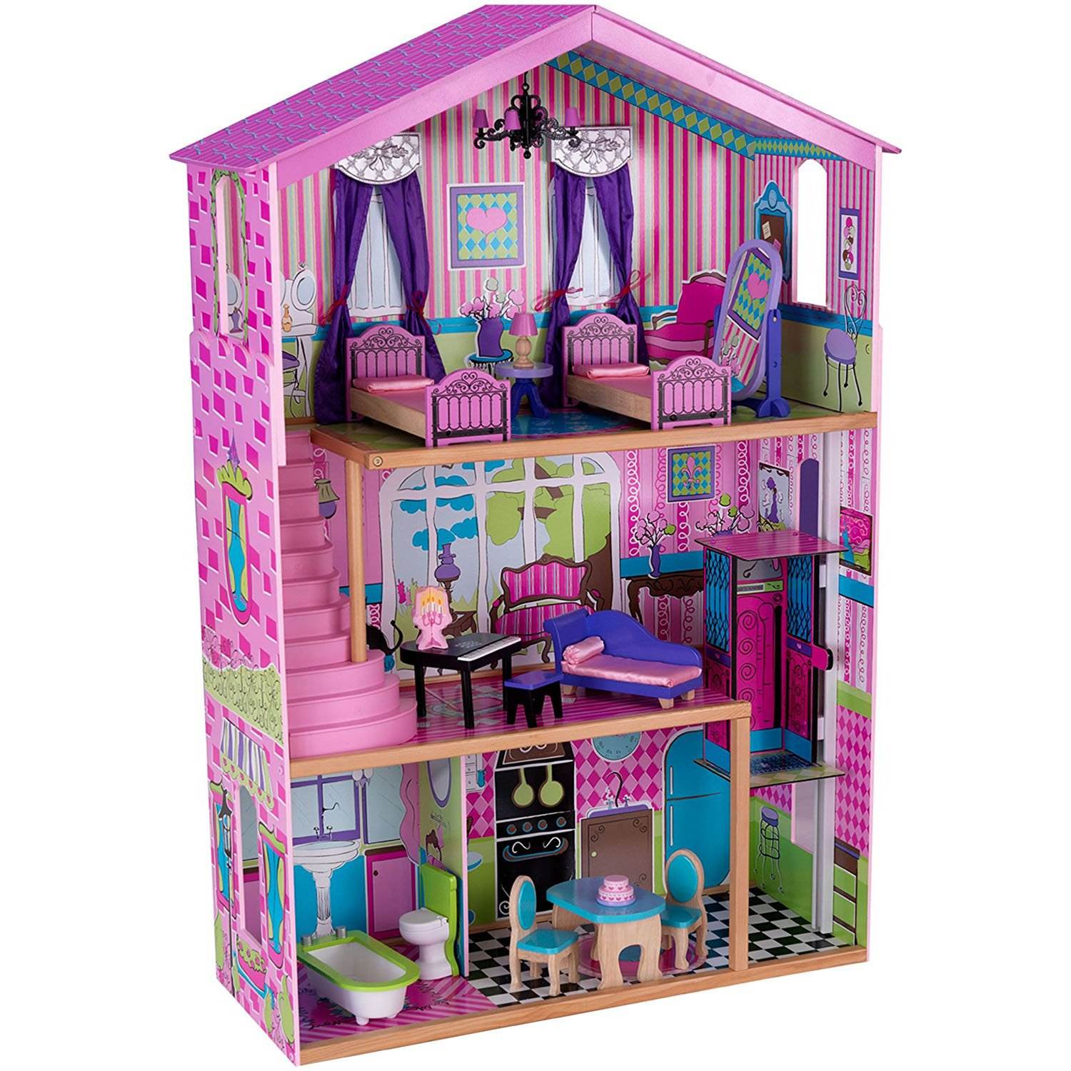 KidKraft Suite Elite Mansion Pretend Play Dollhouse with Furniture (Damaged)