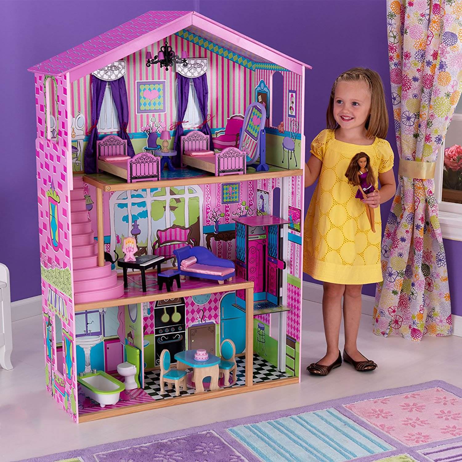 KidKraft Suite Elite Mansion Pretend Play Dollhouse with Furniture (Damaged)