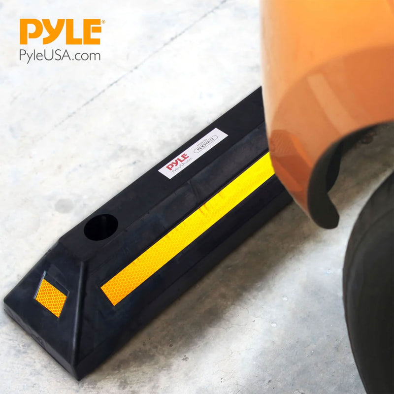 Pyle Heavy Duty Car and Truck Wheel Stop Rubber Parking Tire Block (Set of 2)