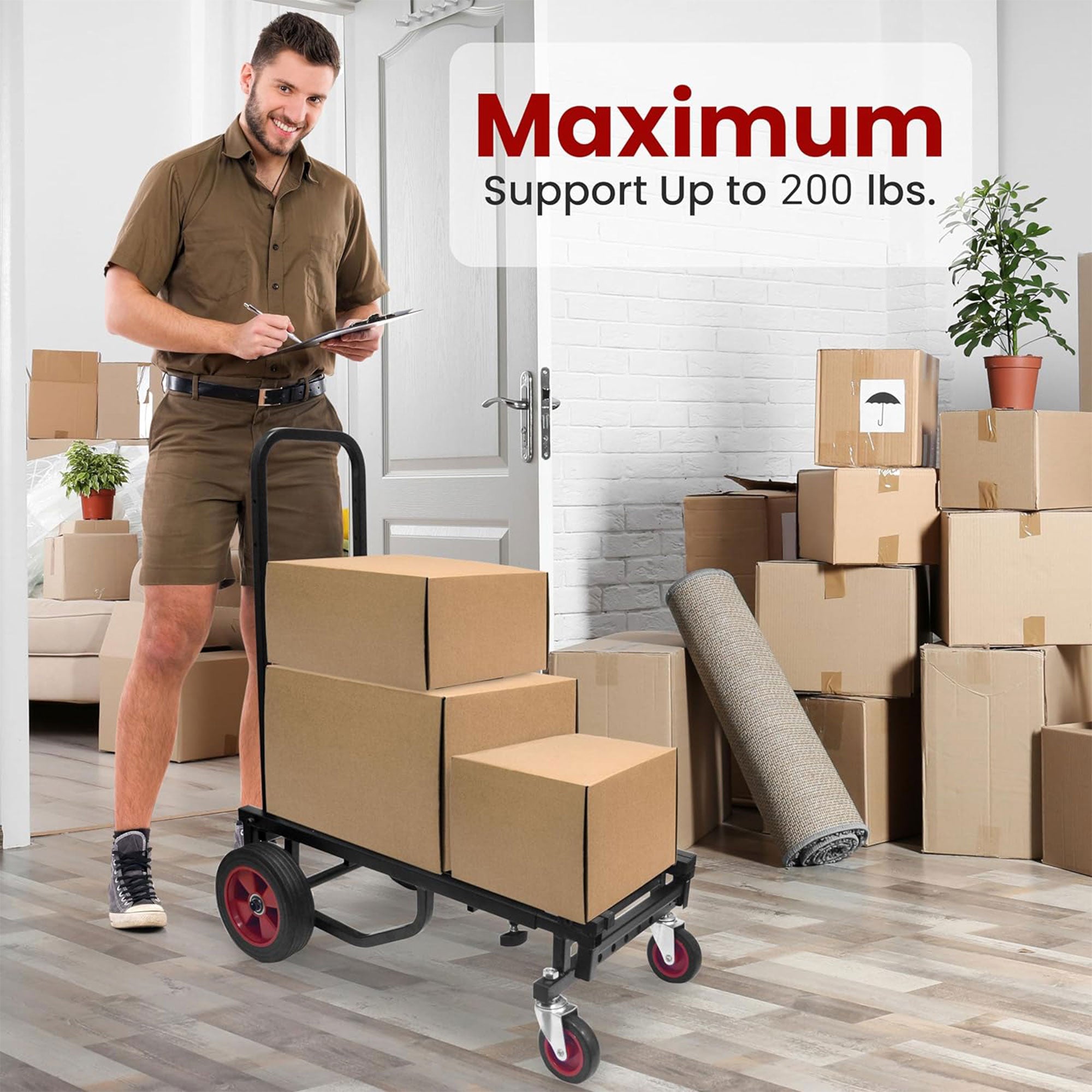 Pyle Compact Adjustable Folding Hand Truck Equipment Cart, Black (Open Box) - VMInnovations