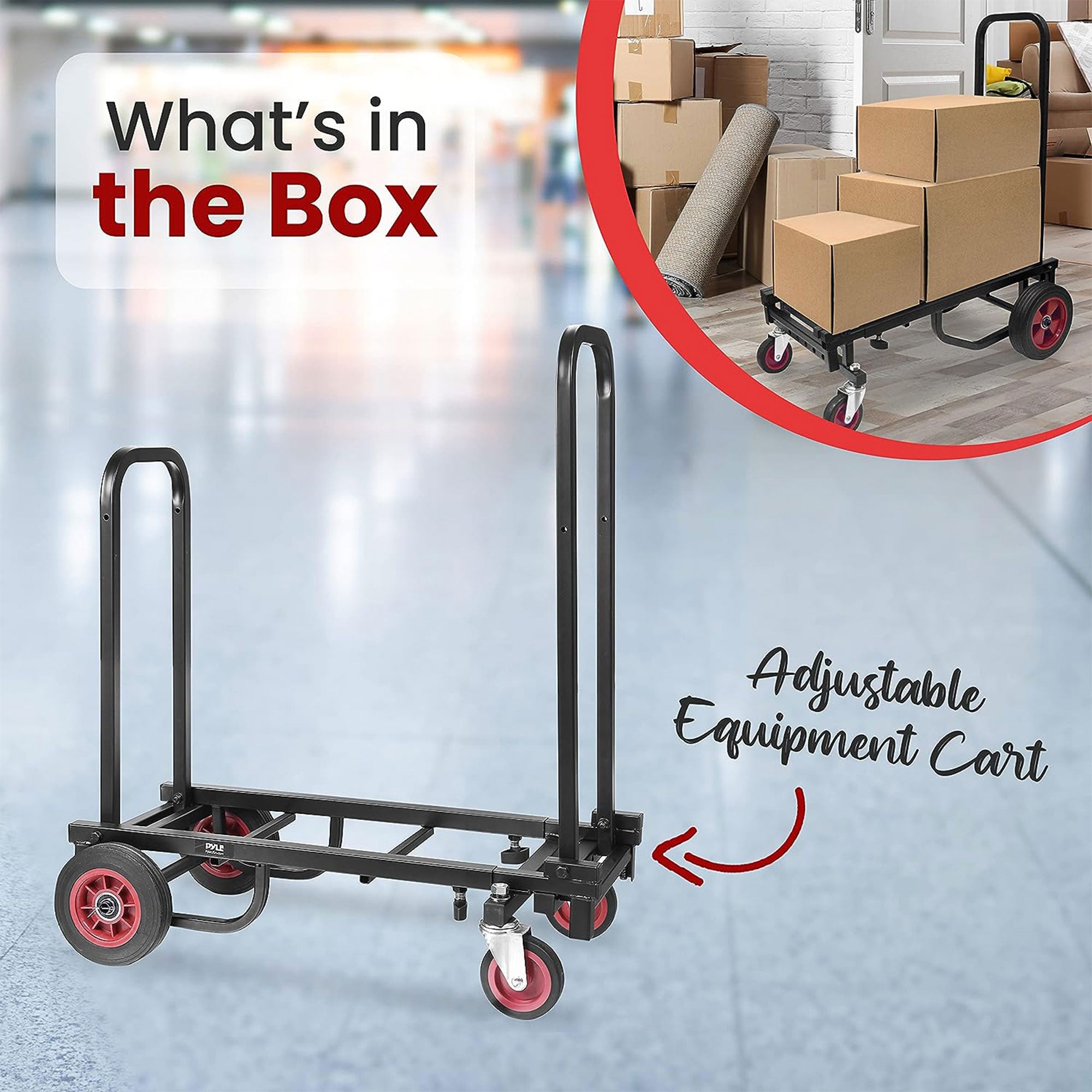 Pyle Compact Adjustable Folding Hand Truck Equipment Cart, Black (Open Box) - VMInnovations