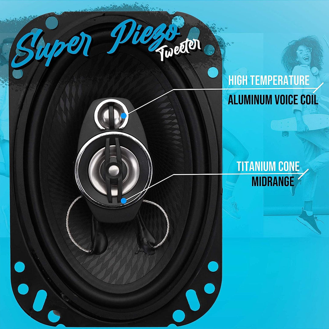 Pyle 4 Way 6x9 Inch Quadriaxial Loud Pro Speaker, Black (Set of 2) (Open Box) - VMInnovations