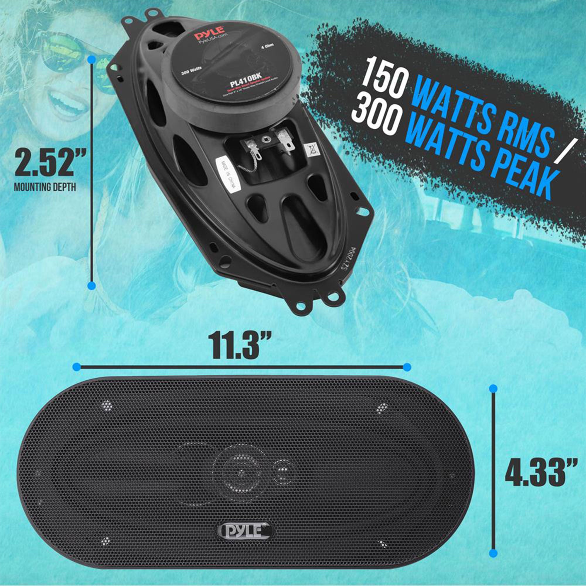 Pyle 4" 3 Way Triaxial Pro Audio Car Universal Stereo Speakers, (2pc) (Open Box) - VMInnovations