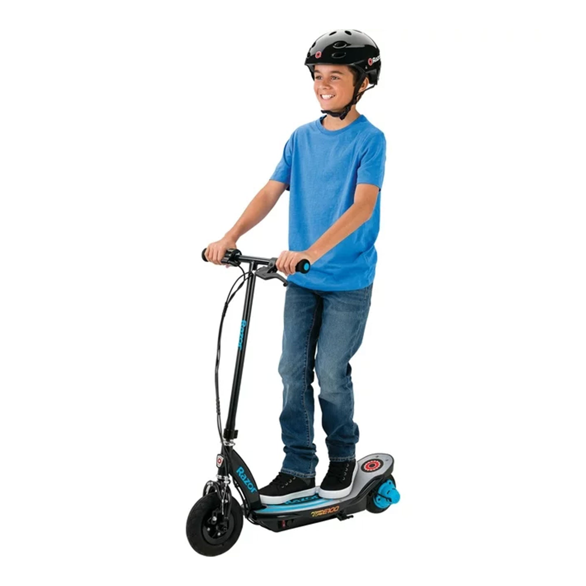 E100 Electric Scooter with Aluminum Deck and Hand Brake, Blue (Used) - VMInnovations