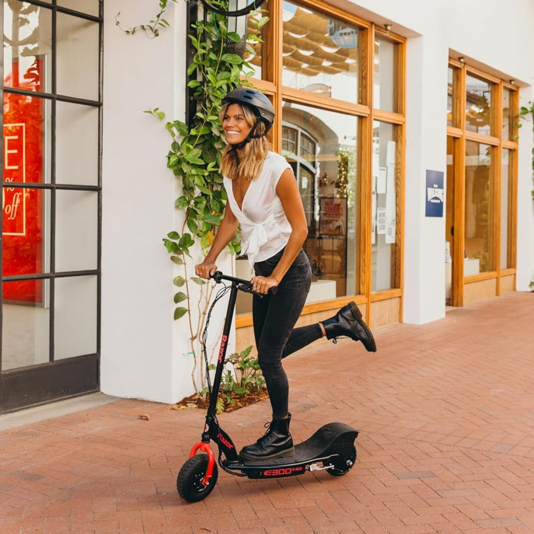 Razor E300 HD Electric Scooter for Teens, Adults, 9” Pneumatic Tires, Black/Red - VMInnovations