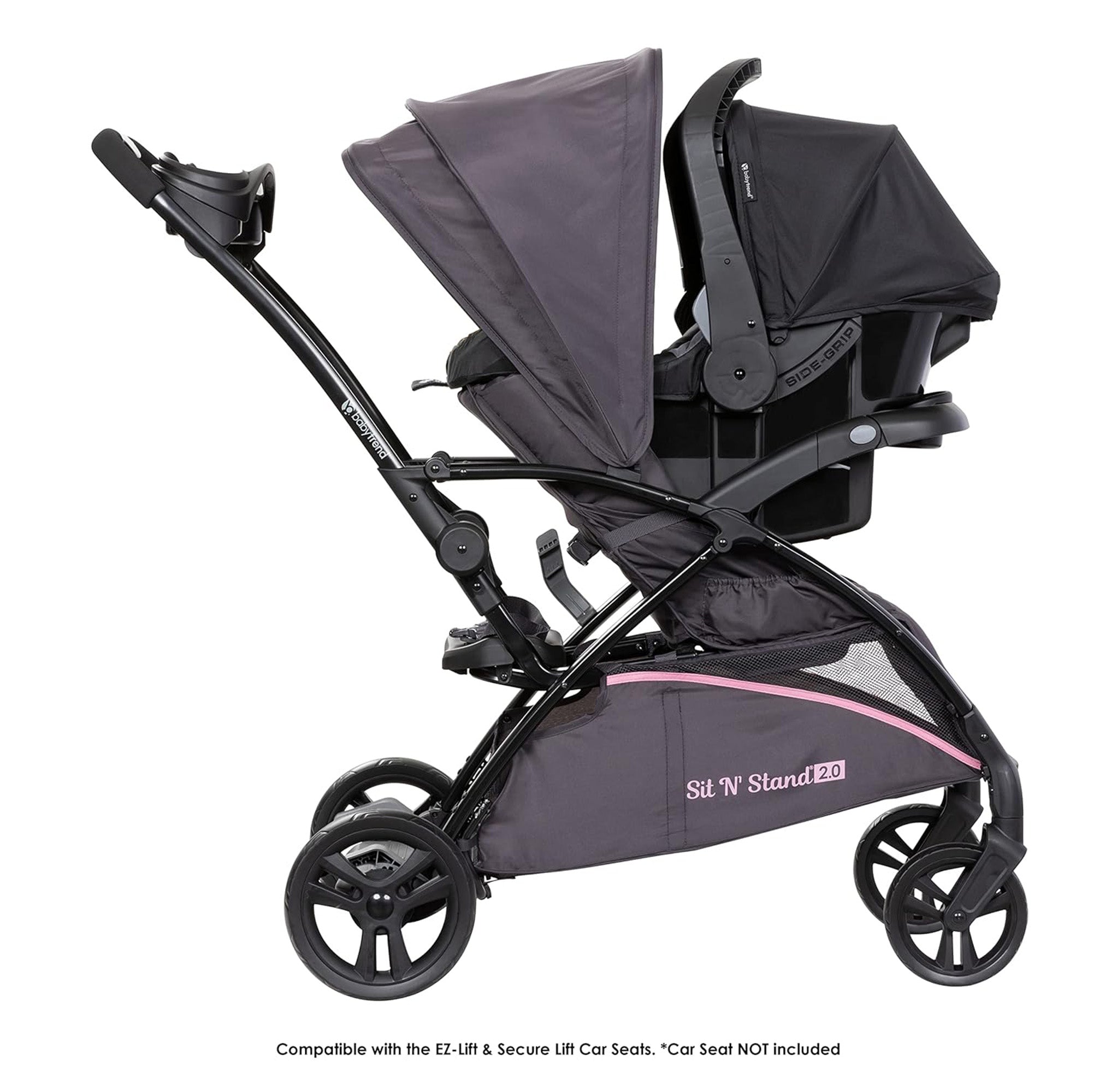 Baby Trend Sit N' Stand 2.0, 5-in-1 Stroller with Canopy and Basket, Simply Pink