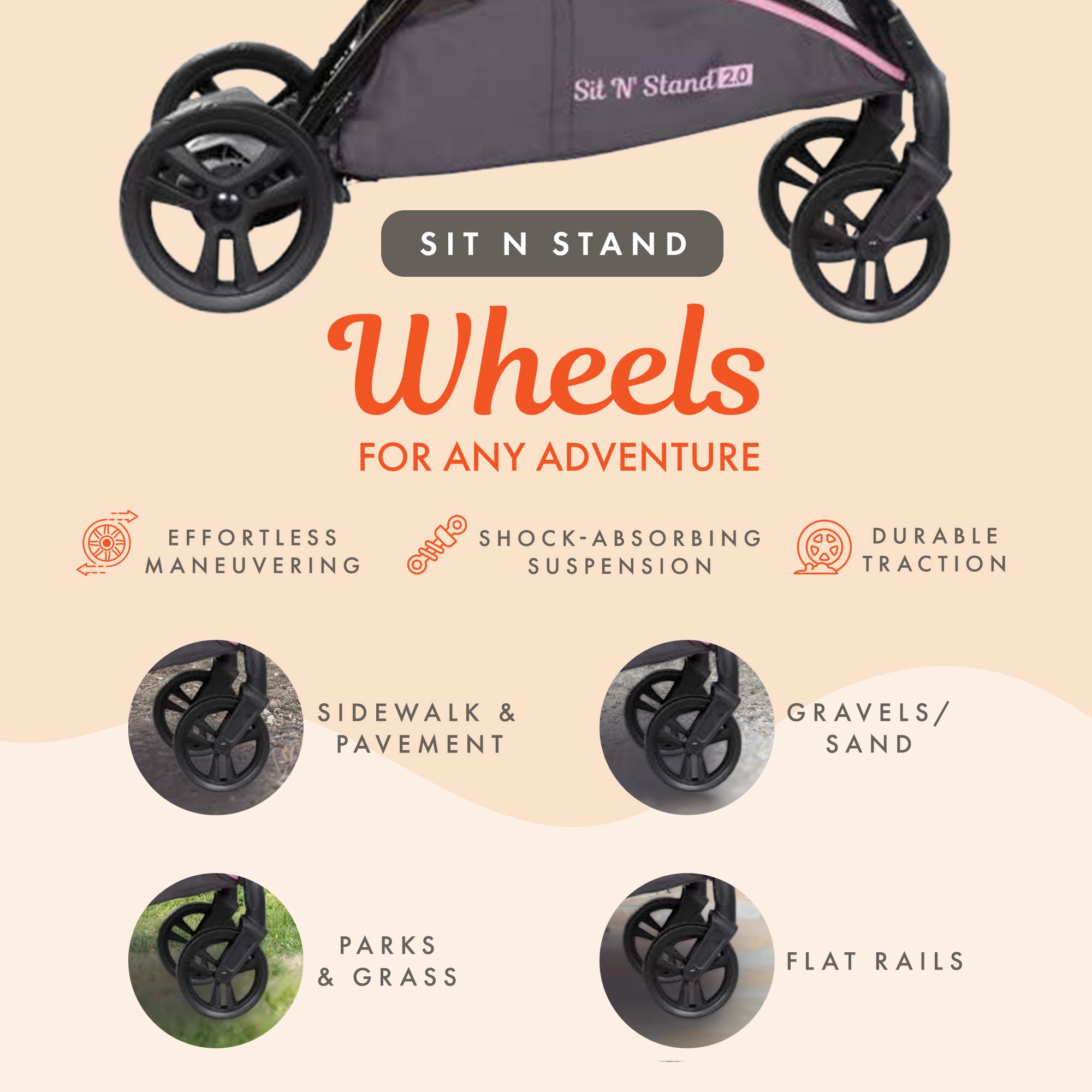 Baby Trend Sit N' Stand 2.0, 5-in-1 Stroller with Canopy and Basket, Simply Pink